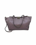 VALENTINO Rockstud Mauve Leather Solid Handbag