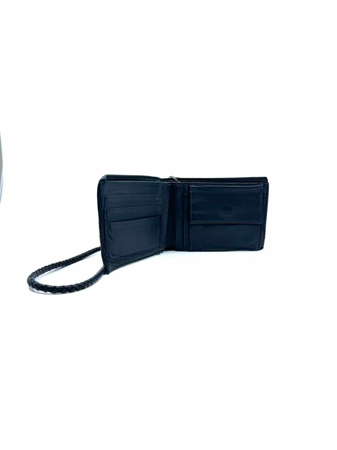 BOTTEGA VENETA Black Leather Woven Wallet