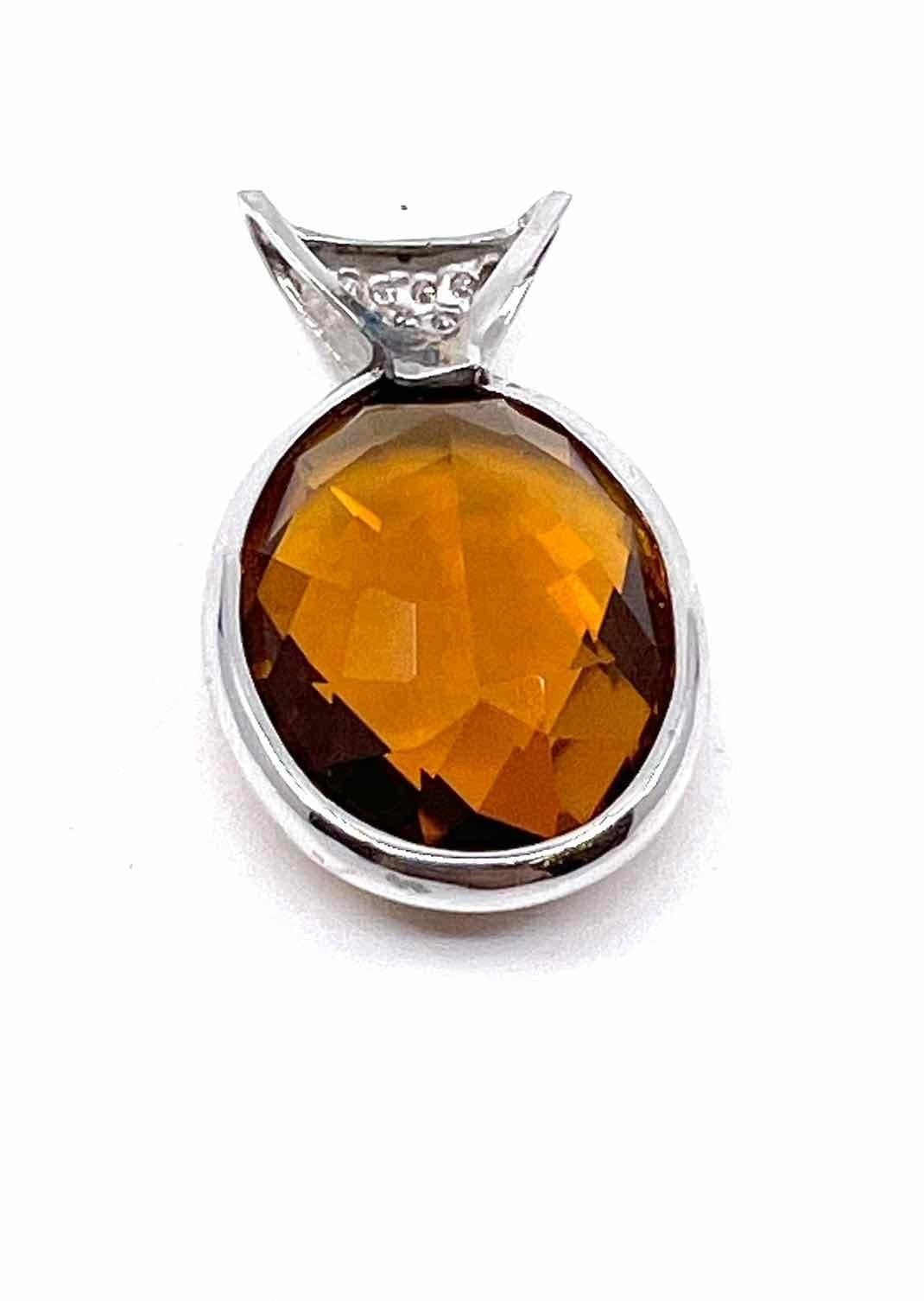 Citrine Diamond 14K Pendant