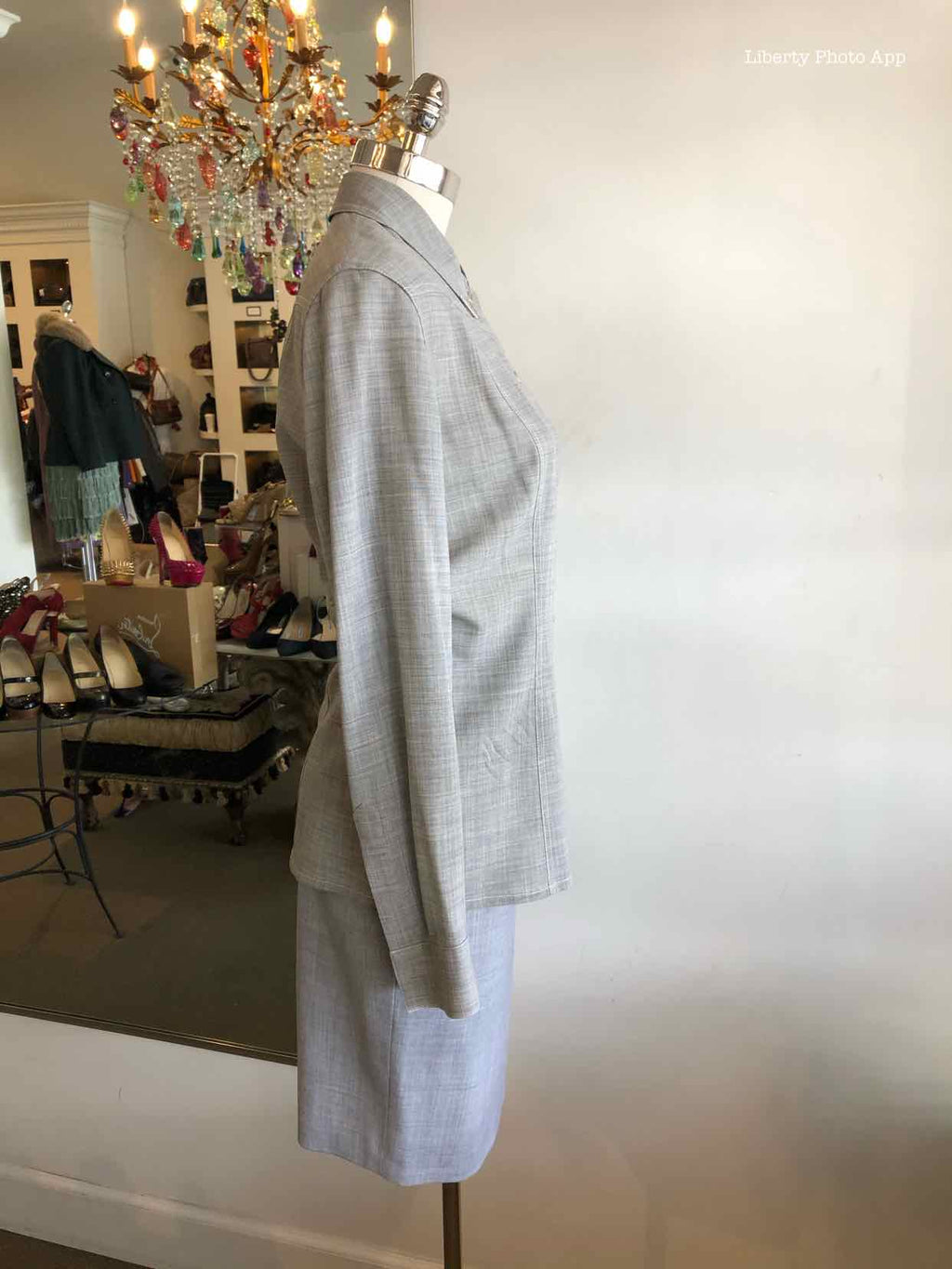 ESCADA Silver Button Up Skirt Suit | 4