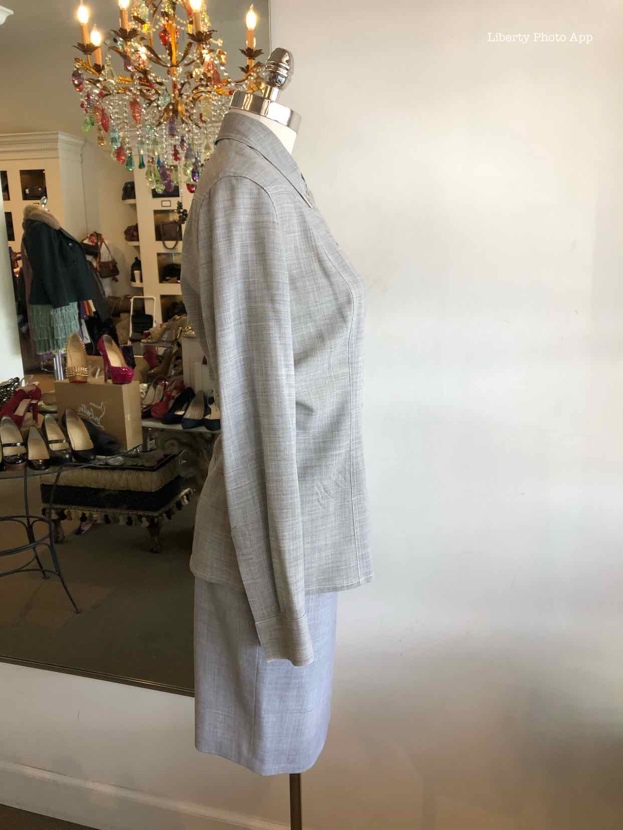 ESCADA Silver Button Up Skirt Suit | 4