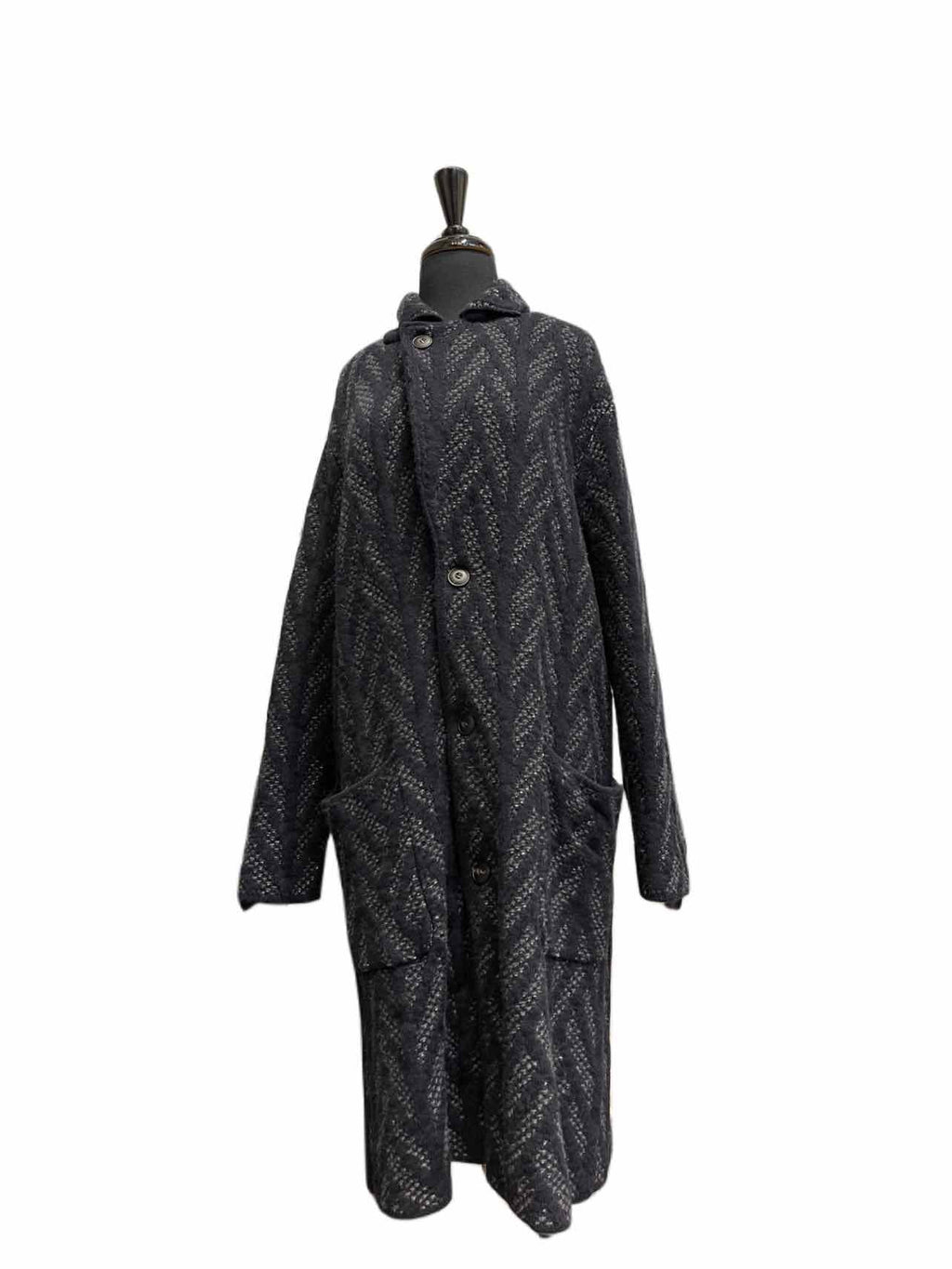 GIORGIO ARMANI Navy Wool Blend Coat | 8