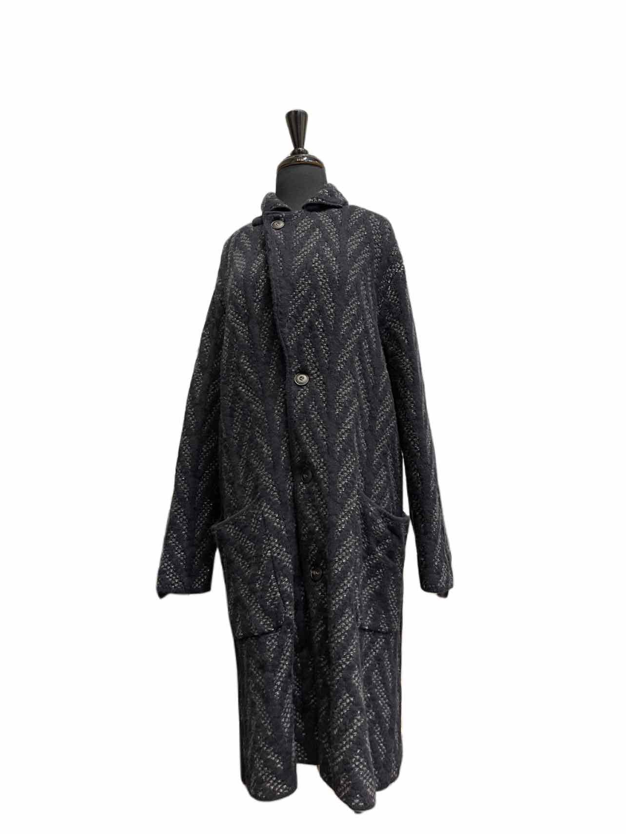 GIORGIO ARMANI Navy Wool Blend Coat | 8