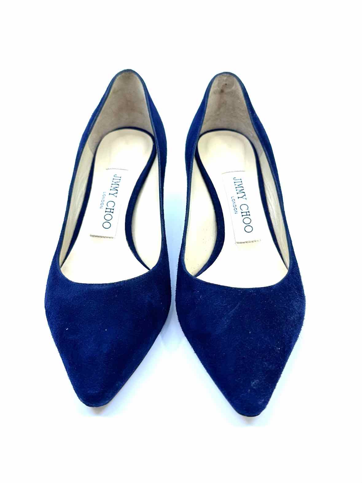 JIMMY CHOO Size 4 Blue Suede Pumps