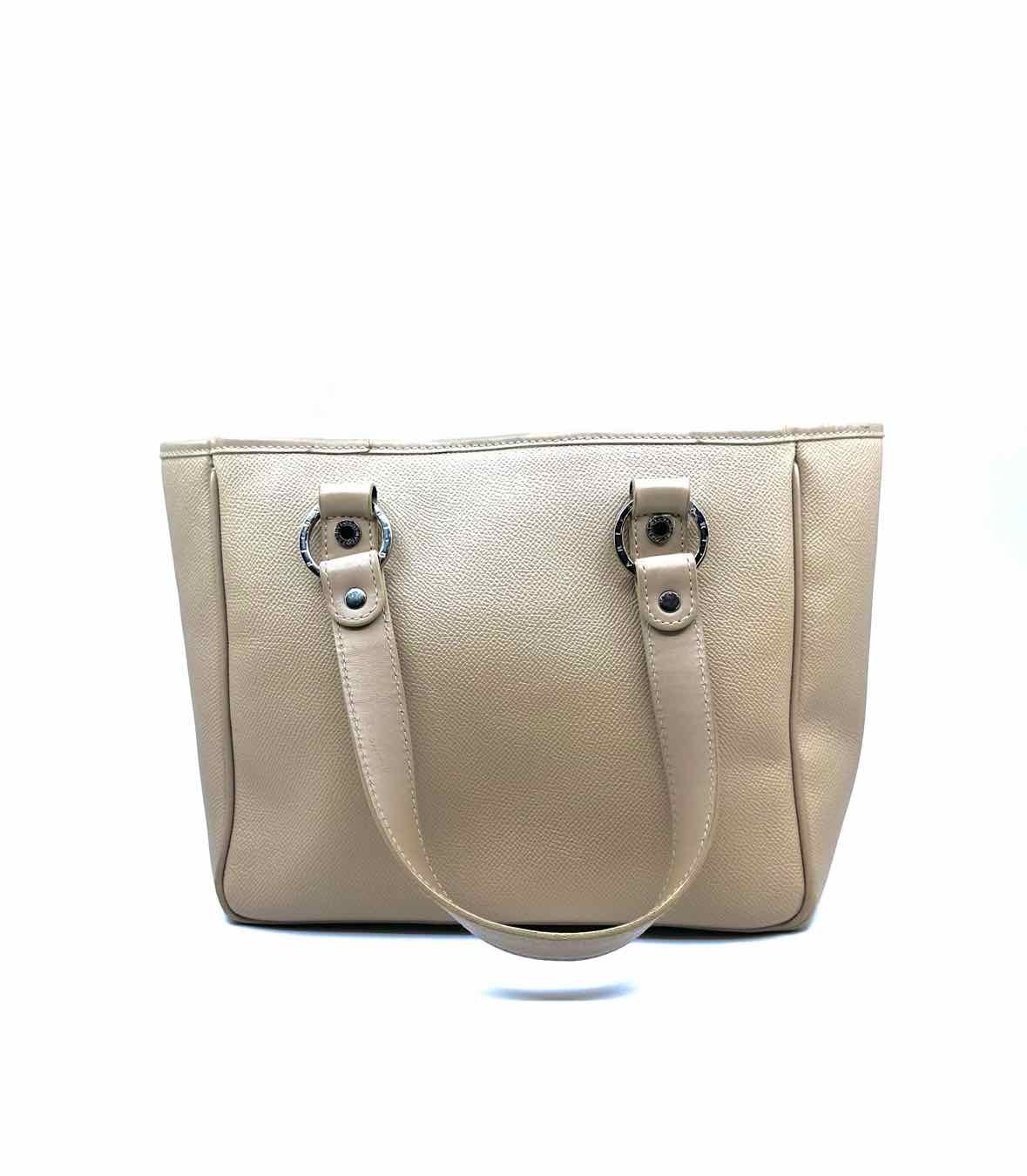 BVLGARI Beige Leather Solid Handbag