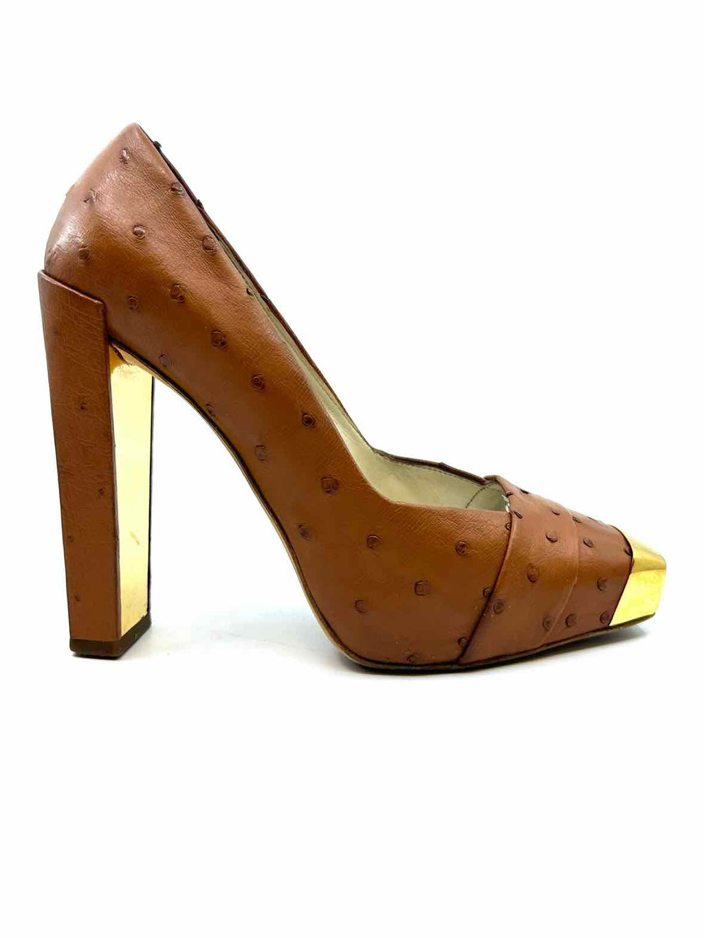 CHRISTIAN DIOR Size 6.5 Brown Ostrich Pumps