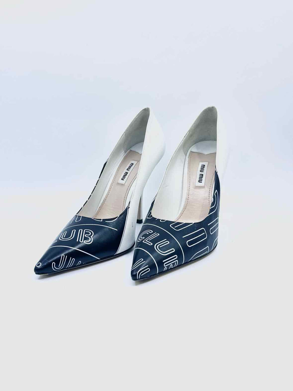 MIU MIU Size 9 Black & White Leather Pumps