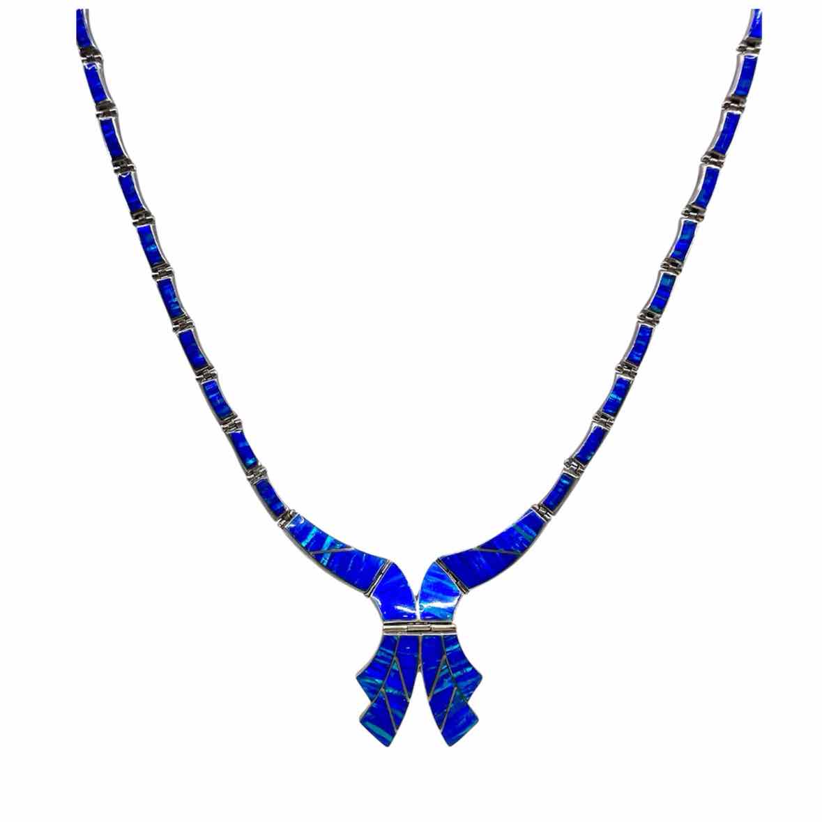 Sterling Silver Blue Opal Necklace