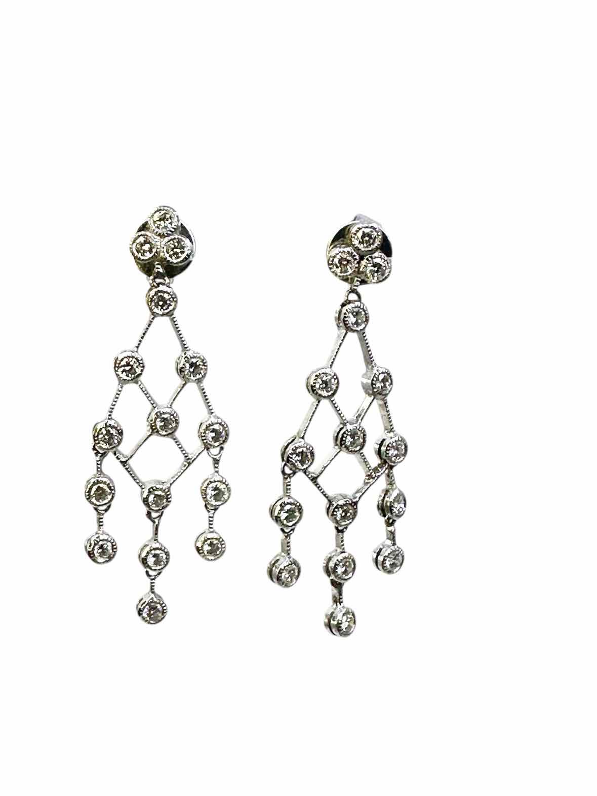 18K White Gold Diamond Pierced Earrings