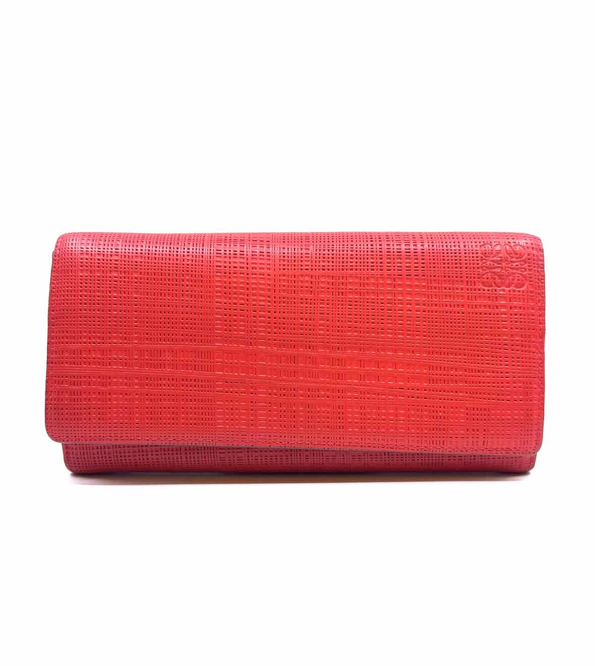 LOEWE Continental Red Leather Hatched Wallet