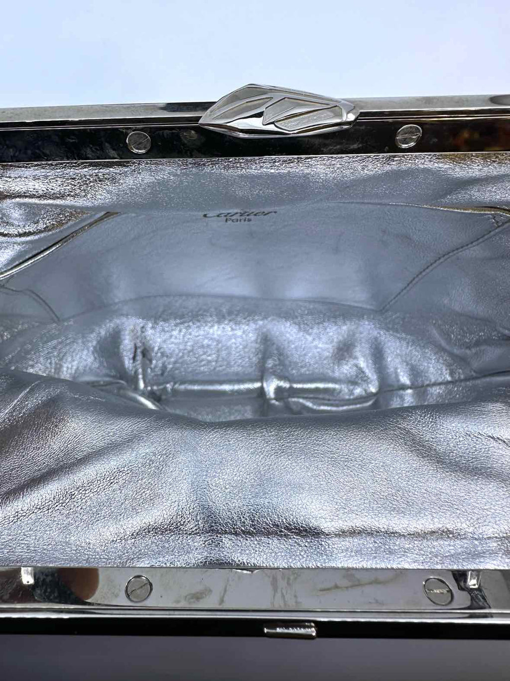CARTIER Black Leather Lizard Evening Bag
