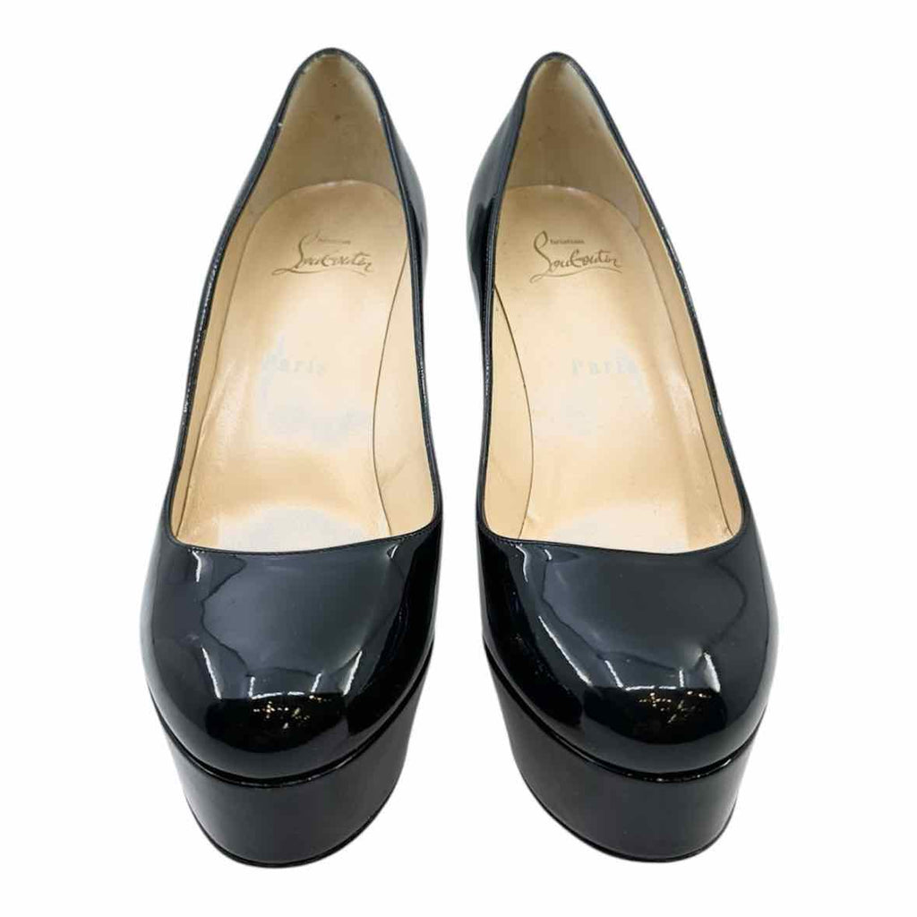 CHRISTIAN LOUBOUTIN Size 7.5 Black Patent Leather Solid Pumps