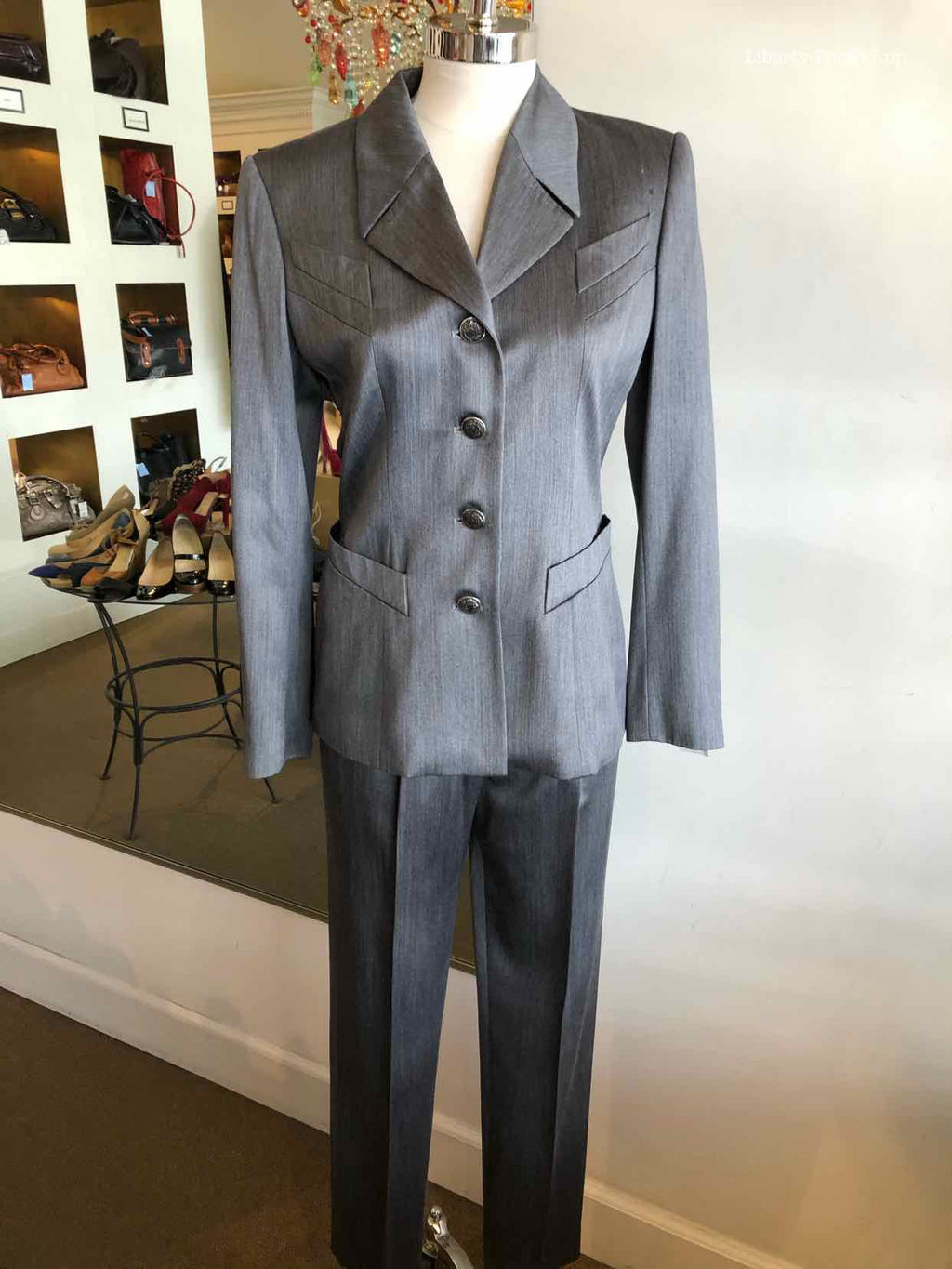 ESCADA Silver Button Up Pant Suit | 4