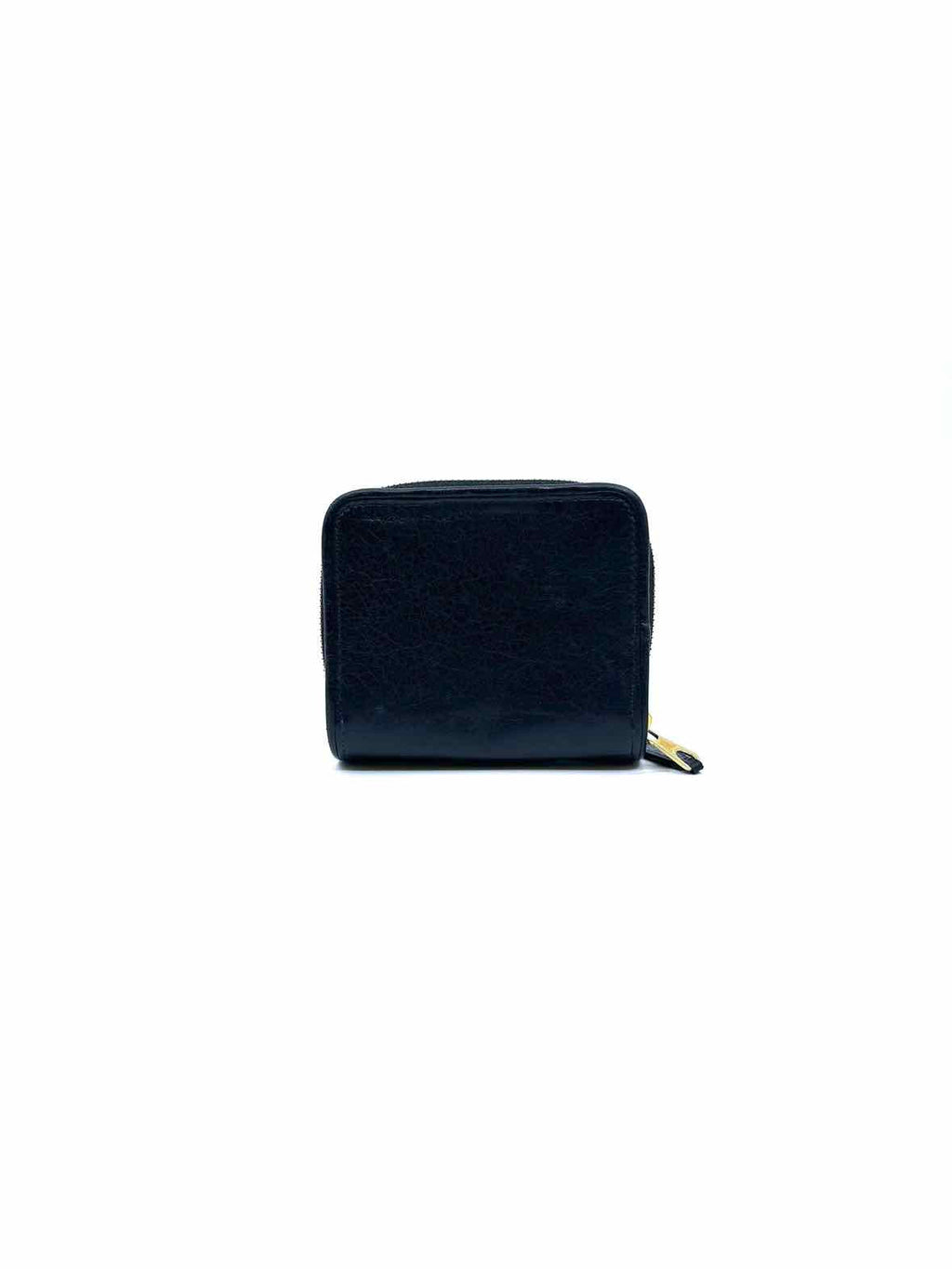 BALENCIAGA Black Leather Solid Wallet