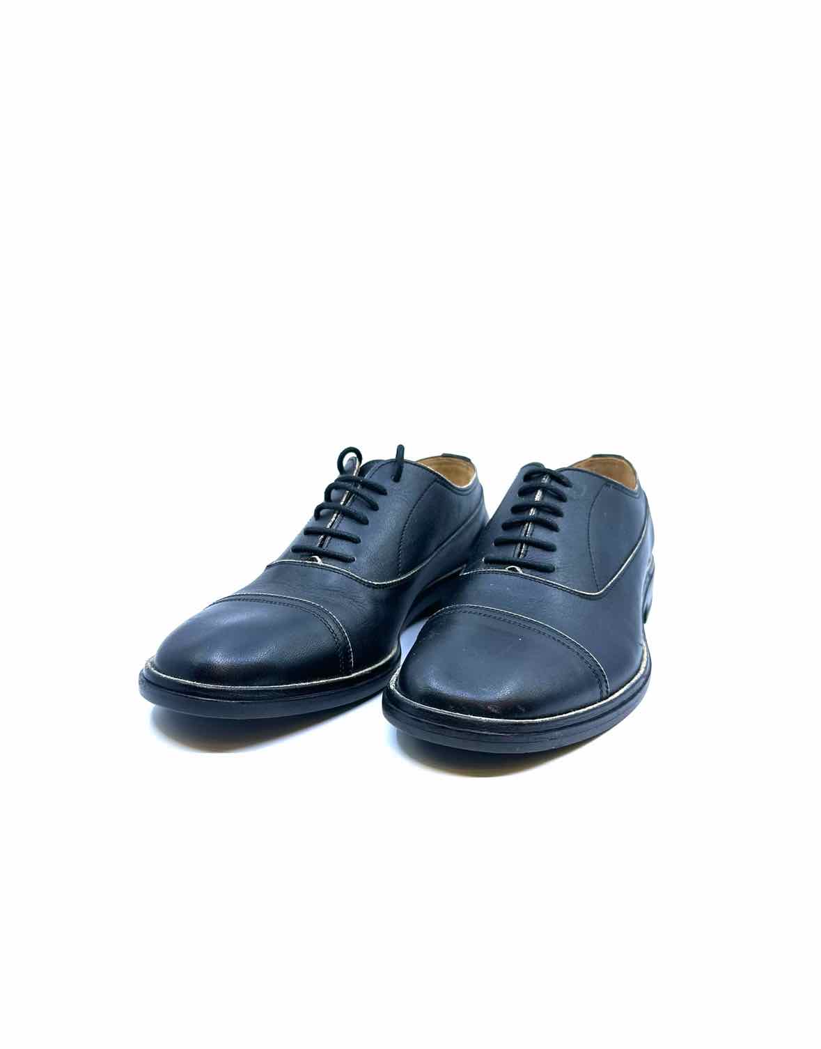 MARTIN MARGIELA Size 6.5 Black Leather Oxfords