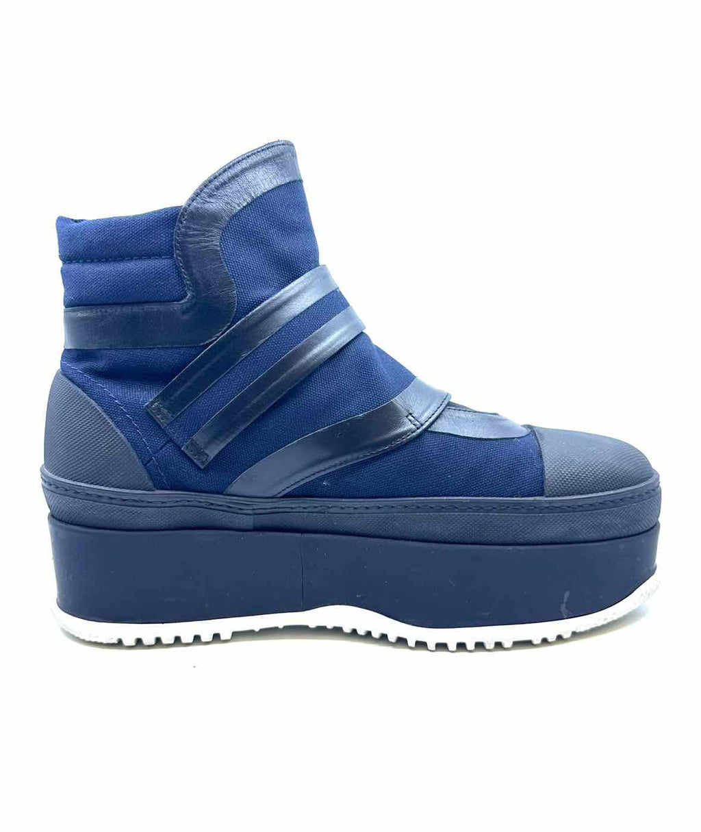 MARNI Size 11 Navy, black Canvas Ankle Boot