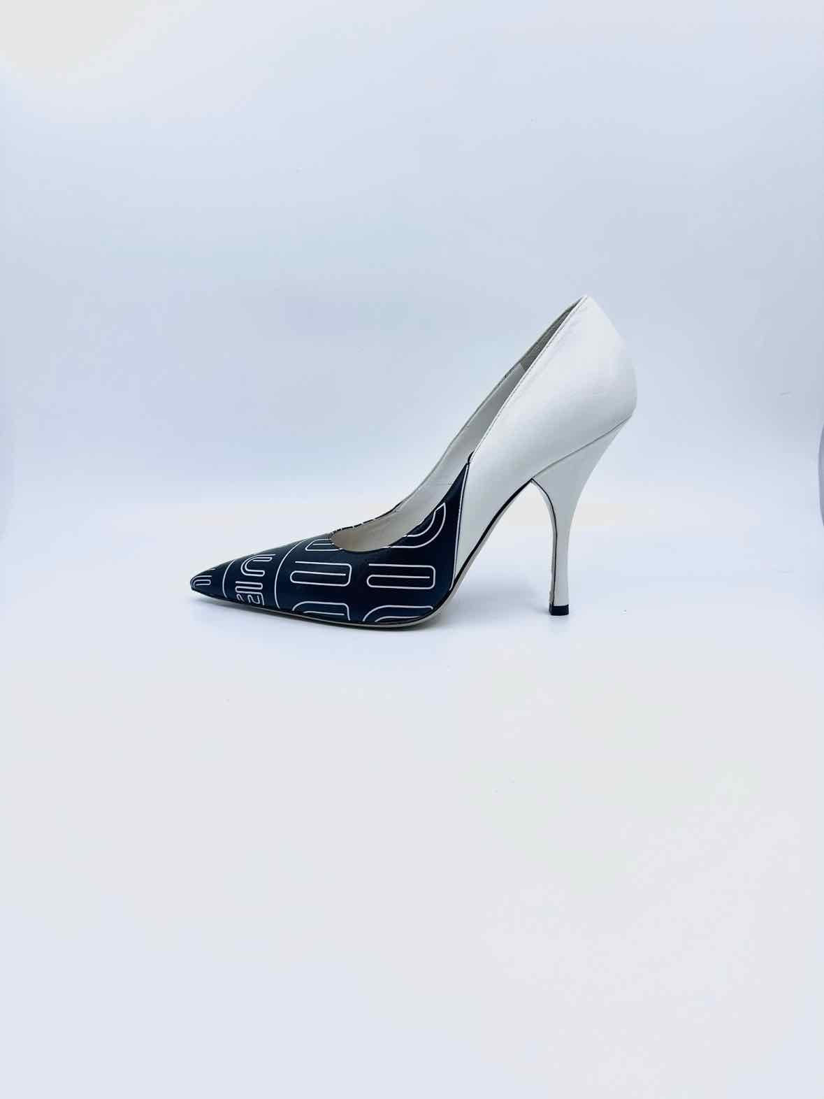 MIU MIU Size 9 Black & White Leather Pumps