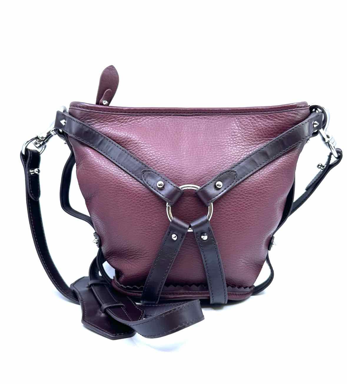 ALEXANDER MCQUEEN Maroon Leather Solid Handbag