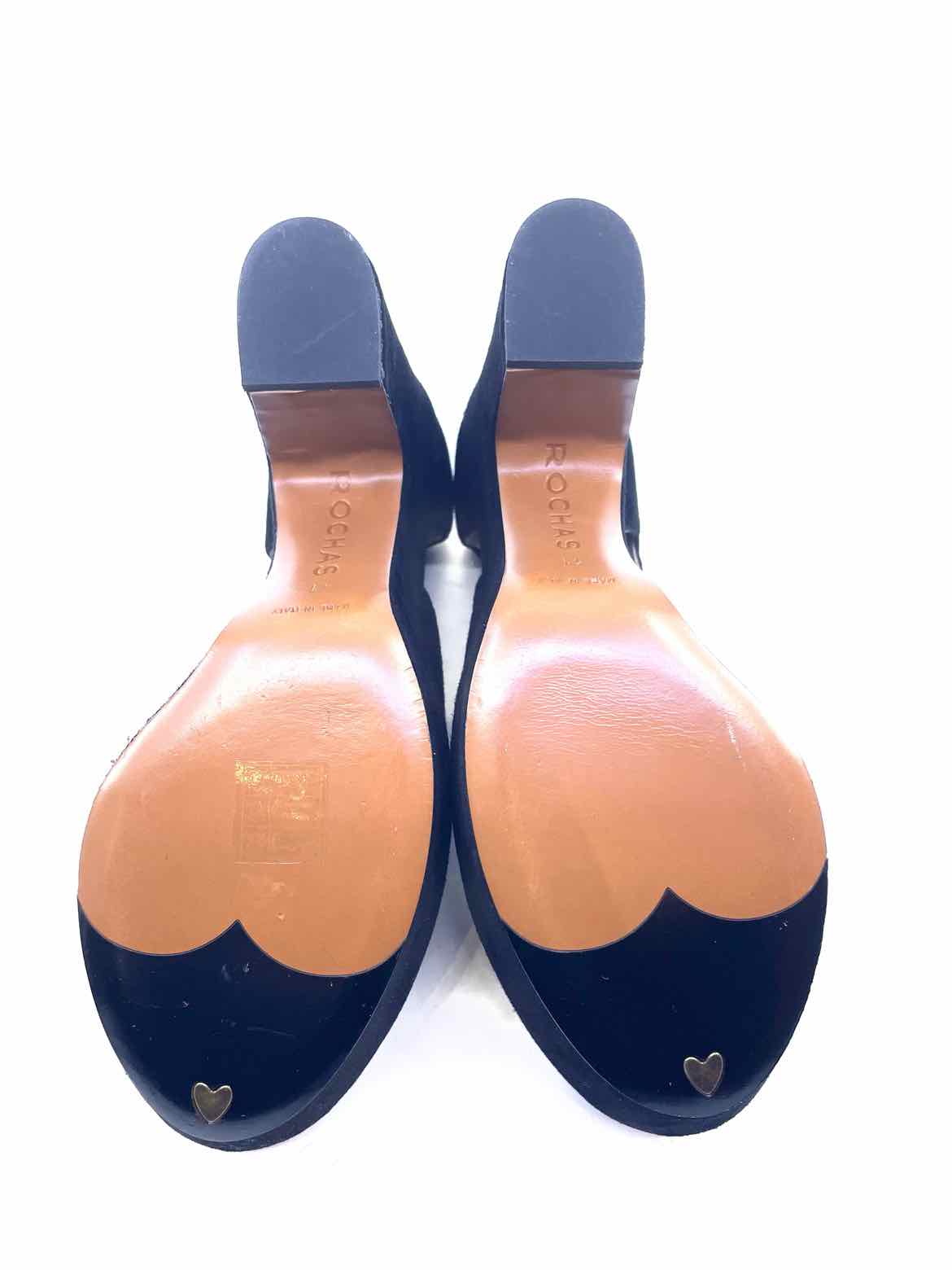 ROCHAS Size 10.5 Black Suede Sandals