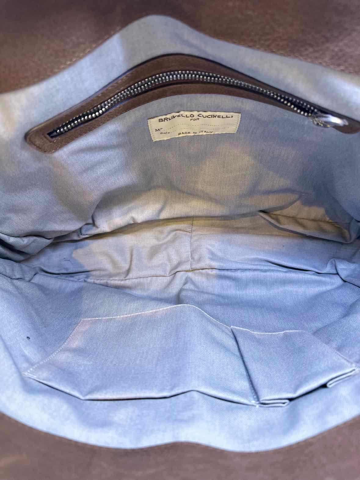 BRUNELLO CUCINELLI Brown Suede Solid Messenger Bag