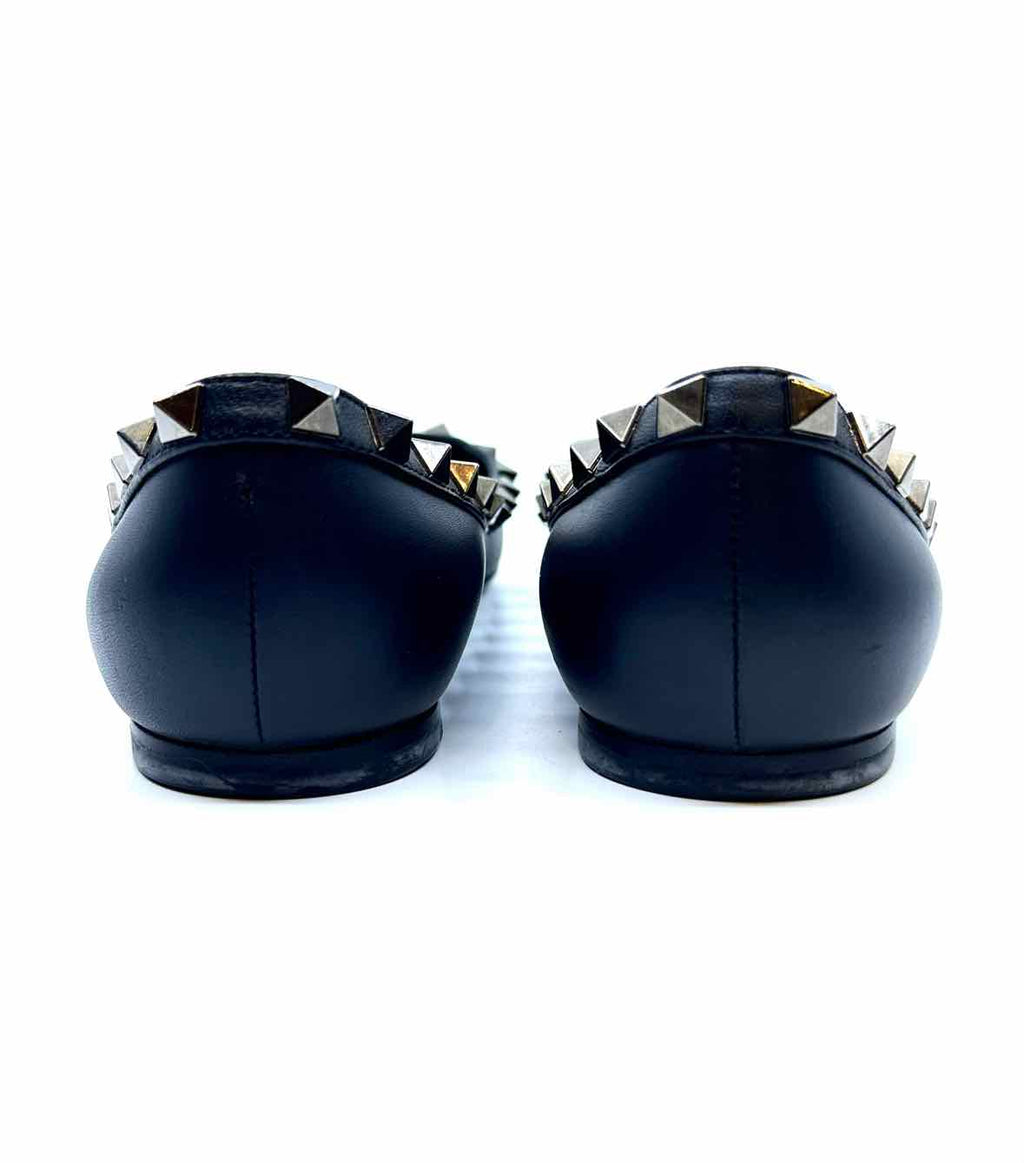 VALENTINO Rockstud Size 4.5 Black Leather Studs Flats