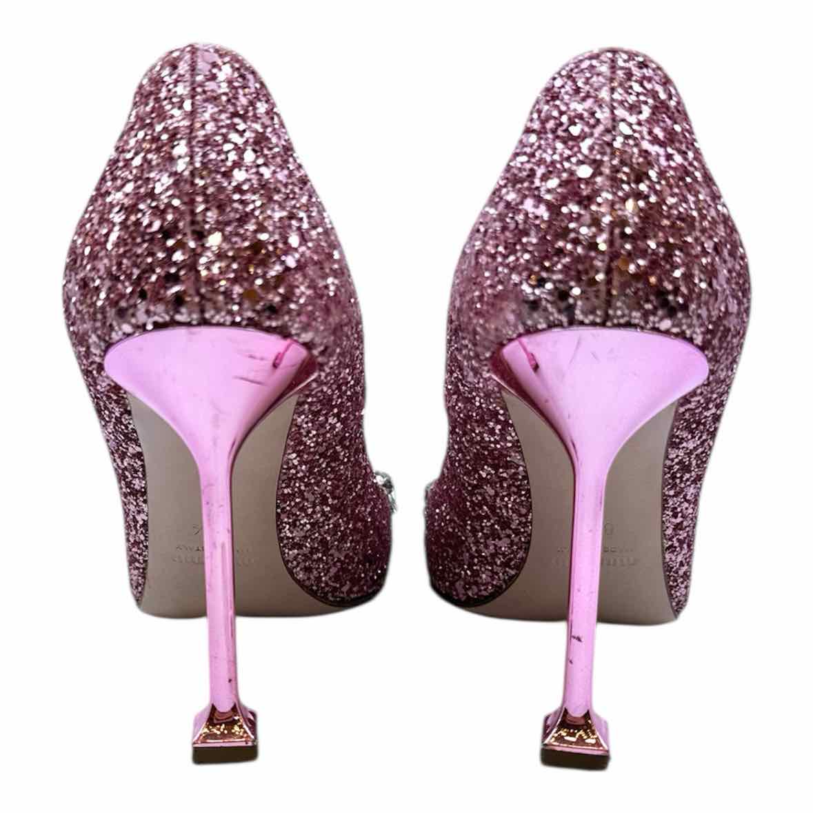 MIU MIU Size 7.5 Pink Sequined Pumps