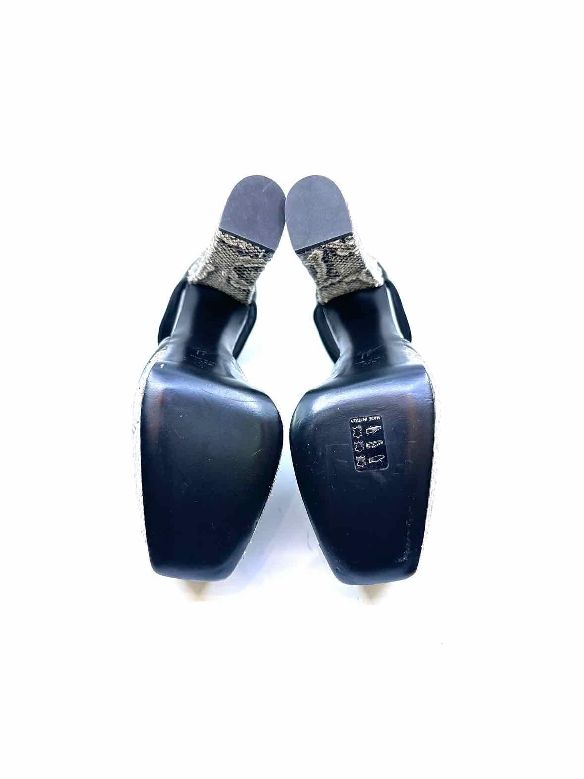 GIUSEPPE ZANOTTI Size 7.5 Black & Grey Patent Leather Pumps
