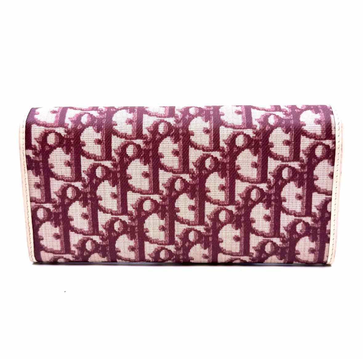 DIOR Burgundy Canvas, Leather Monogram Wallet