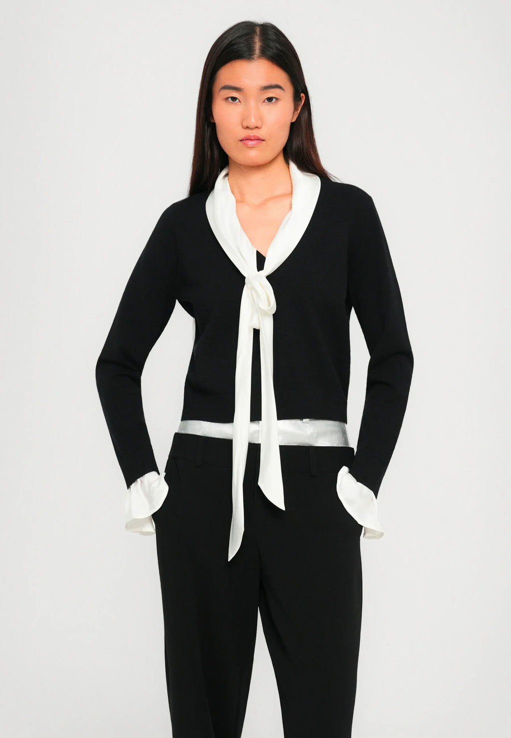 Cinq à Sept Lenu Pullover in Black, Ivory