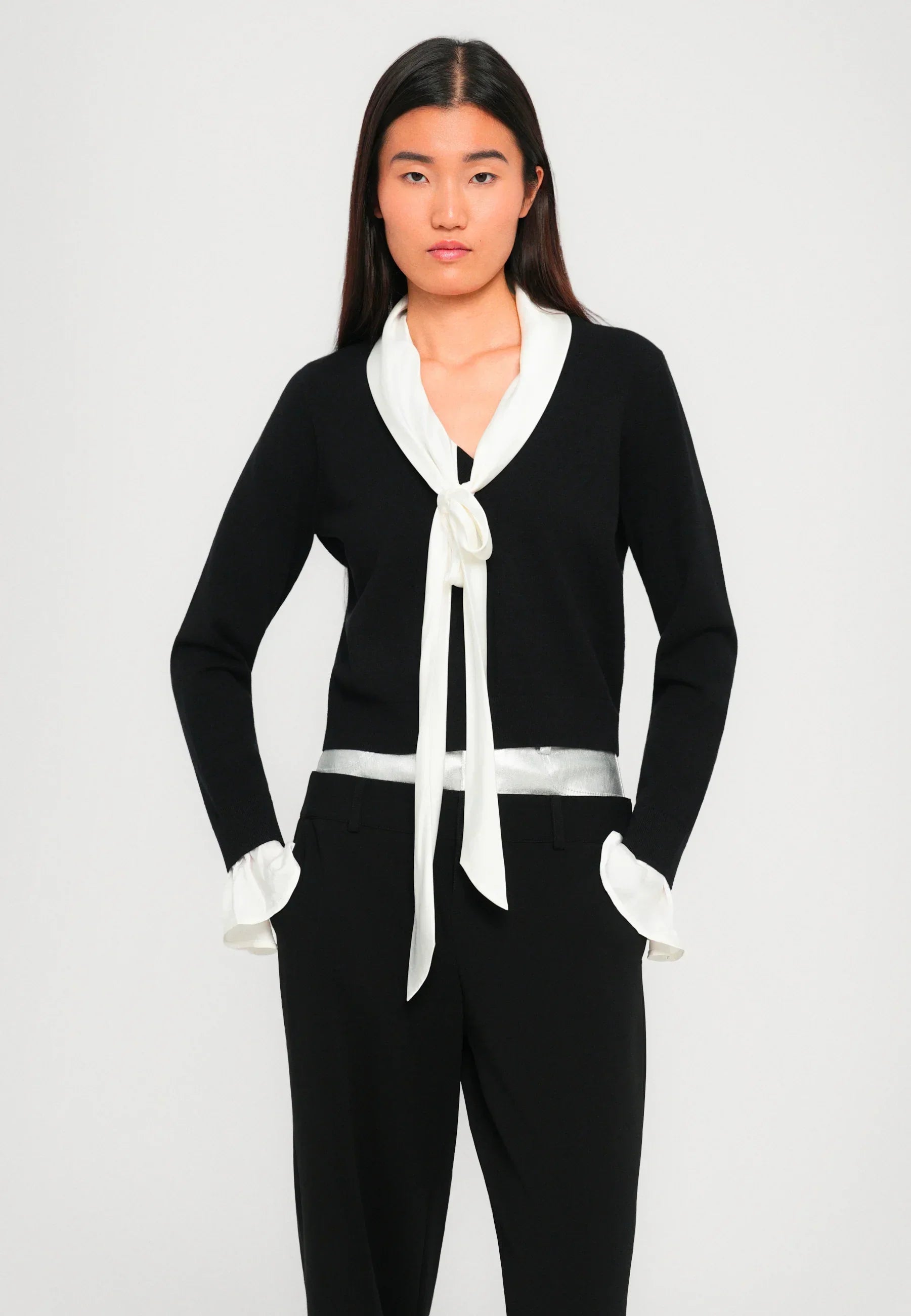 Cinq à Sept Lenu Pullover in Black, Ivory