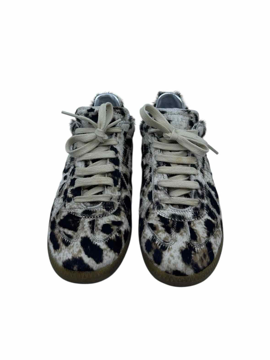 MAISON MARGIELA Size 6 Black, beige PONY HAIR Animal Print Sneakers