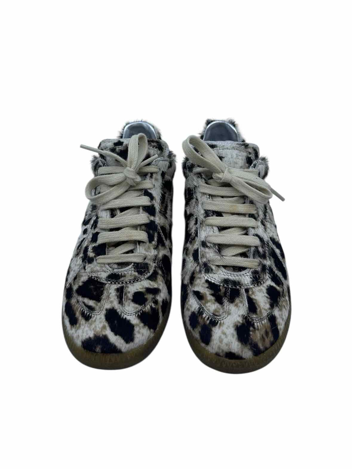MAISON MARGIELA Size 6 Black, beige PONY HAIR Animal Print Sneakers