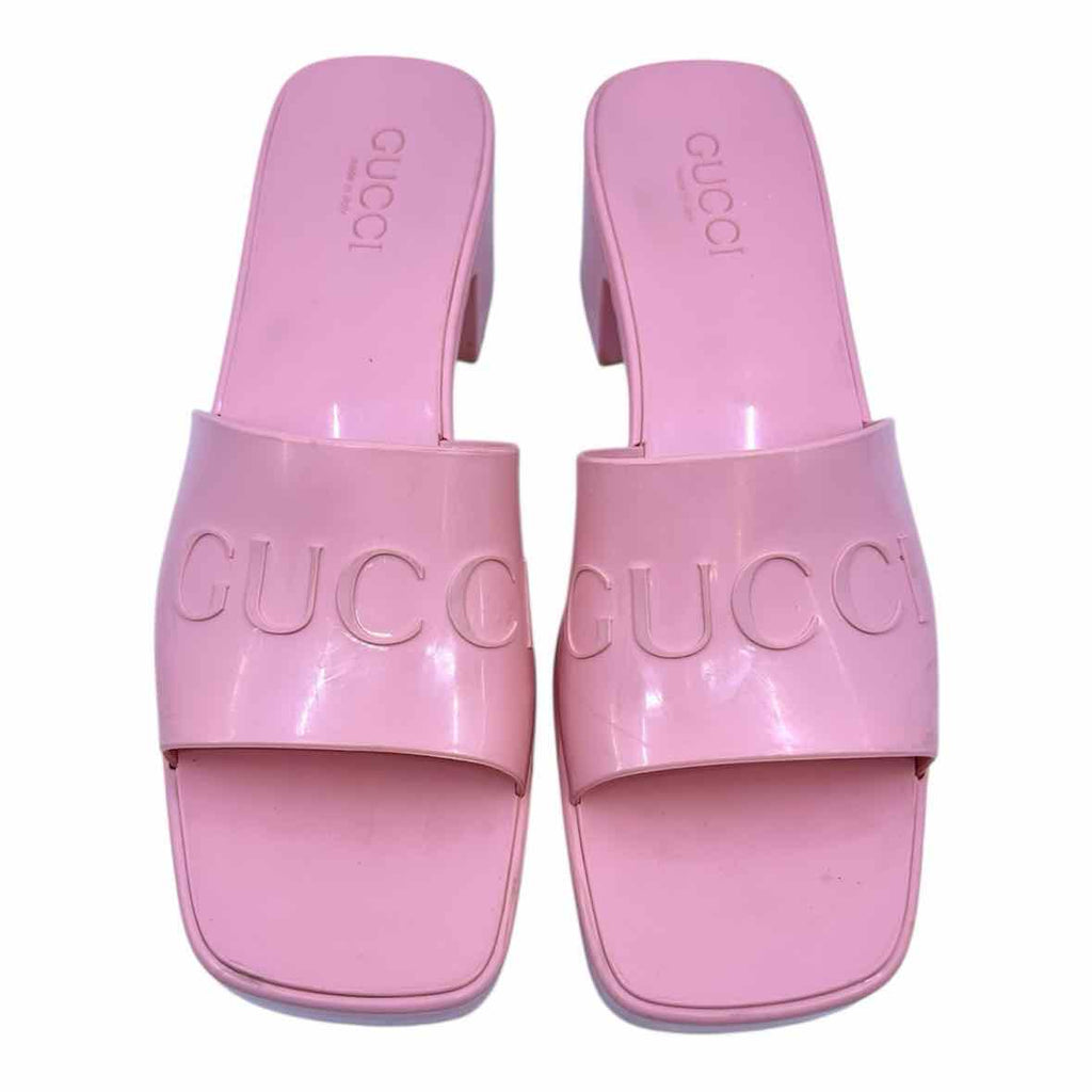 GUCCI Size 9 Pink Rubber Mules