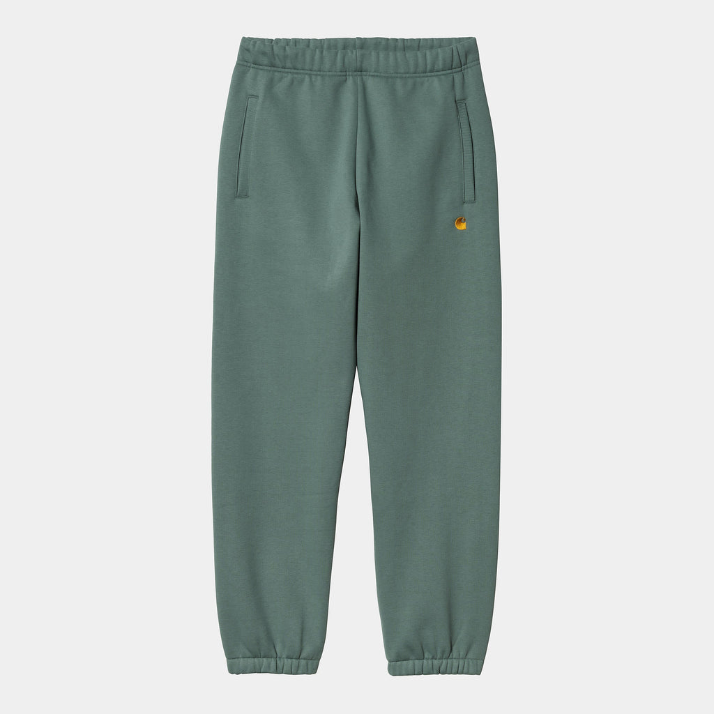 Carhartt WIP Mens Chase Sweat Pant - Silver Pine / Gold