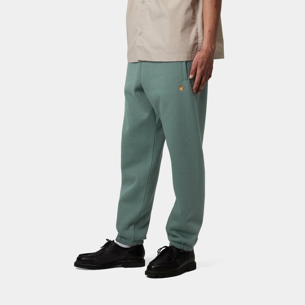 Carhartt WIP Mens Chase Sweat Pant - Silver Pine / Gold