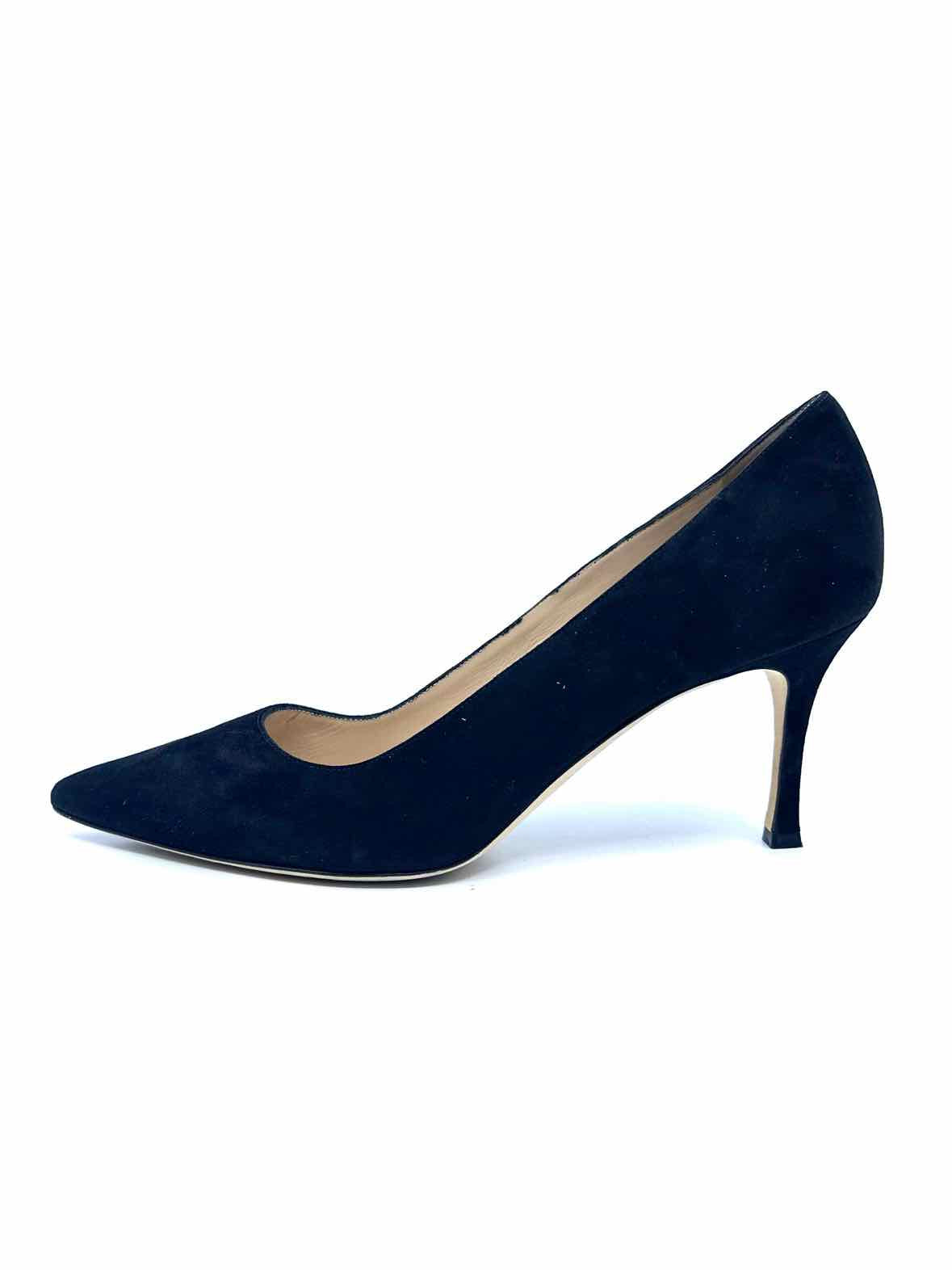 MANOLO BLAHNIK Size 10.5 Black Suede Pumps