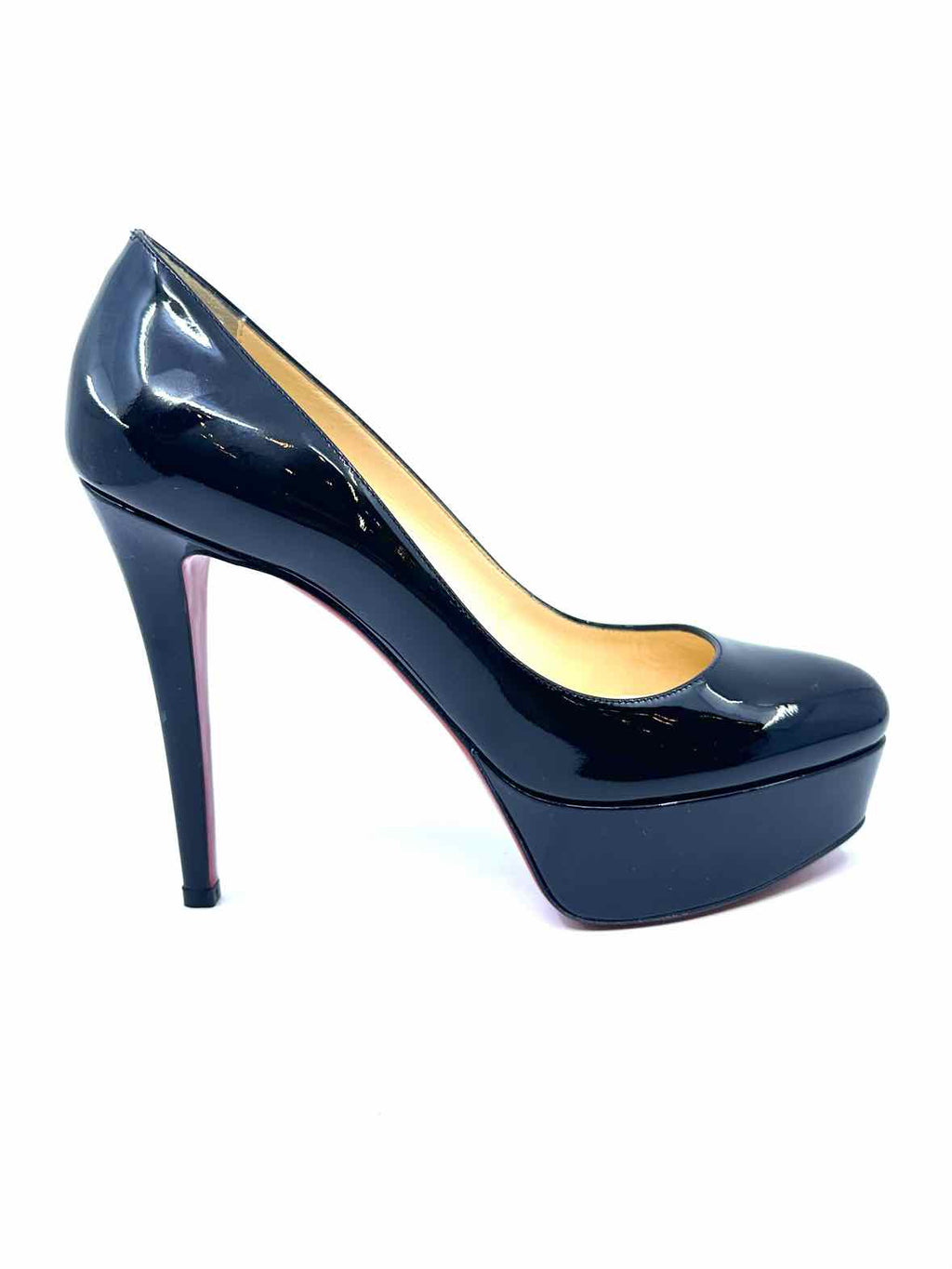 CHRISTIAN LOUBOUTIN Size 7.5 Black Patent Leather Solid Pumps