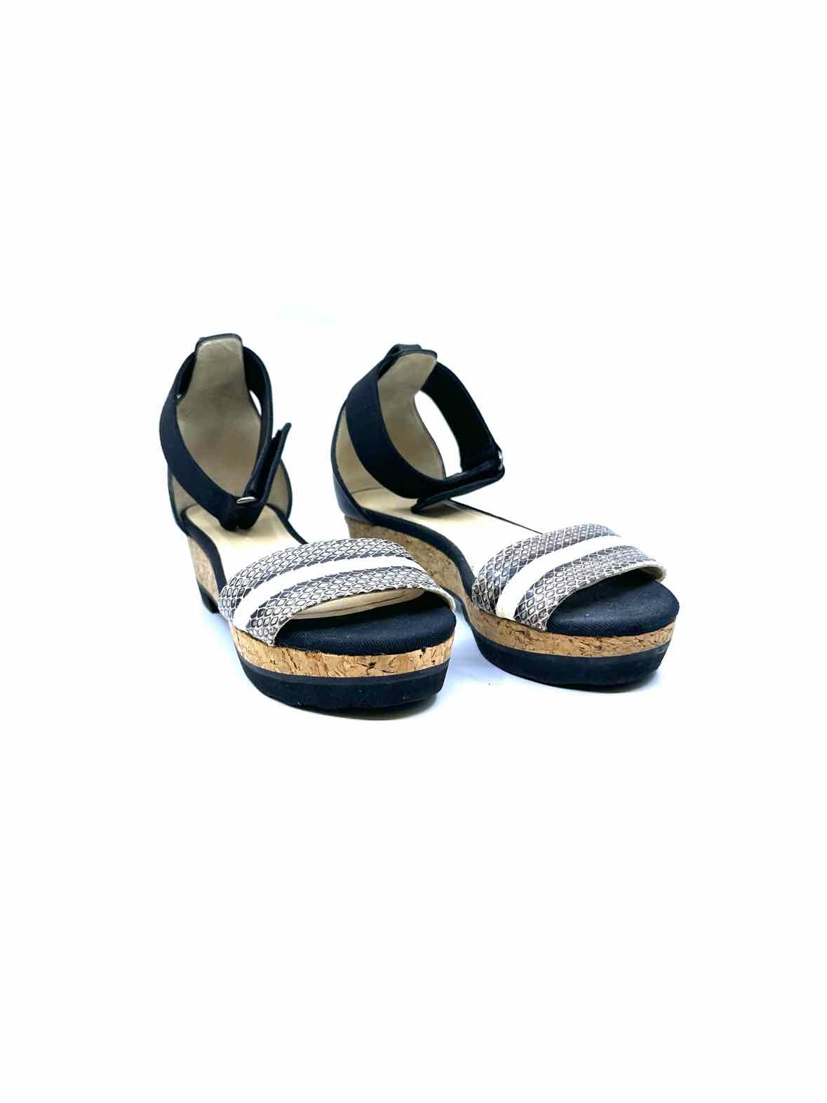 JIMMY CHOO Size 7 Grey & White Snakeskin Sandals