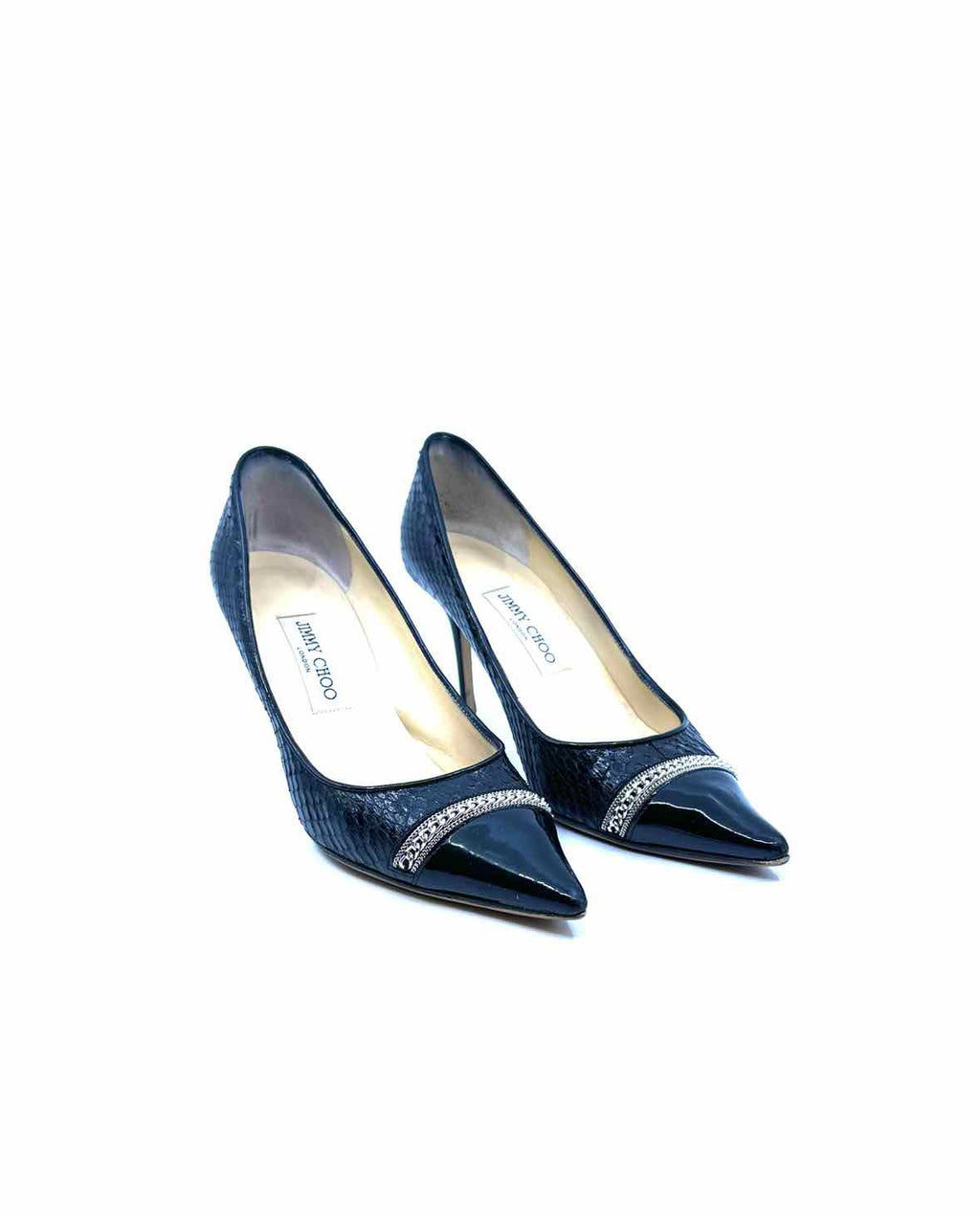 JIMMY CHOO Size 9 Black Snakeskin Solid Pumps