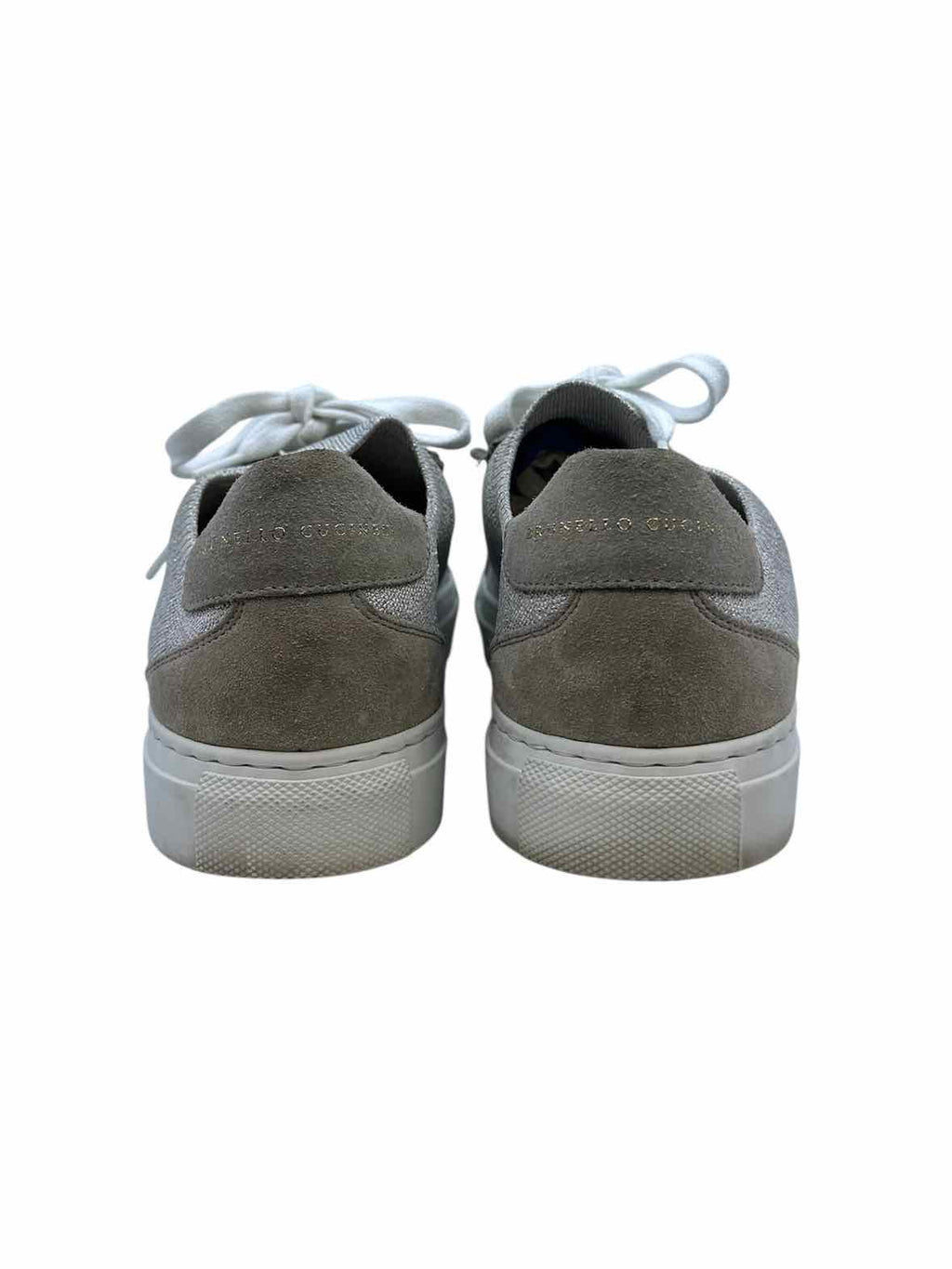BRUNELLO CUCINELLI Size 8.5 Silver, Grey FlyKnit Shimmery Sneakers