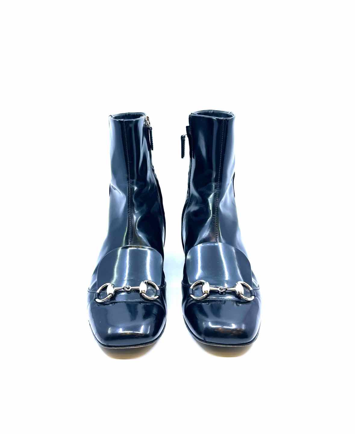 GUCCI Size 7 Black Leather Solid Ankle Boot