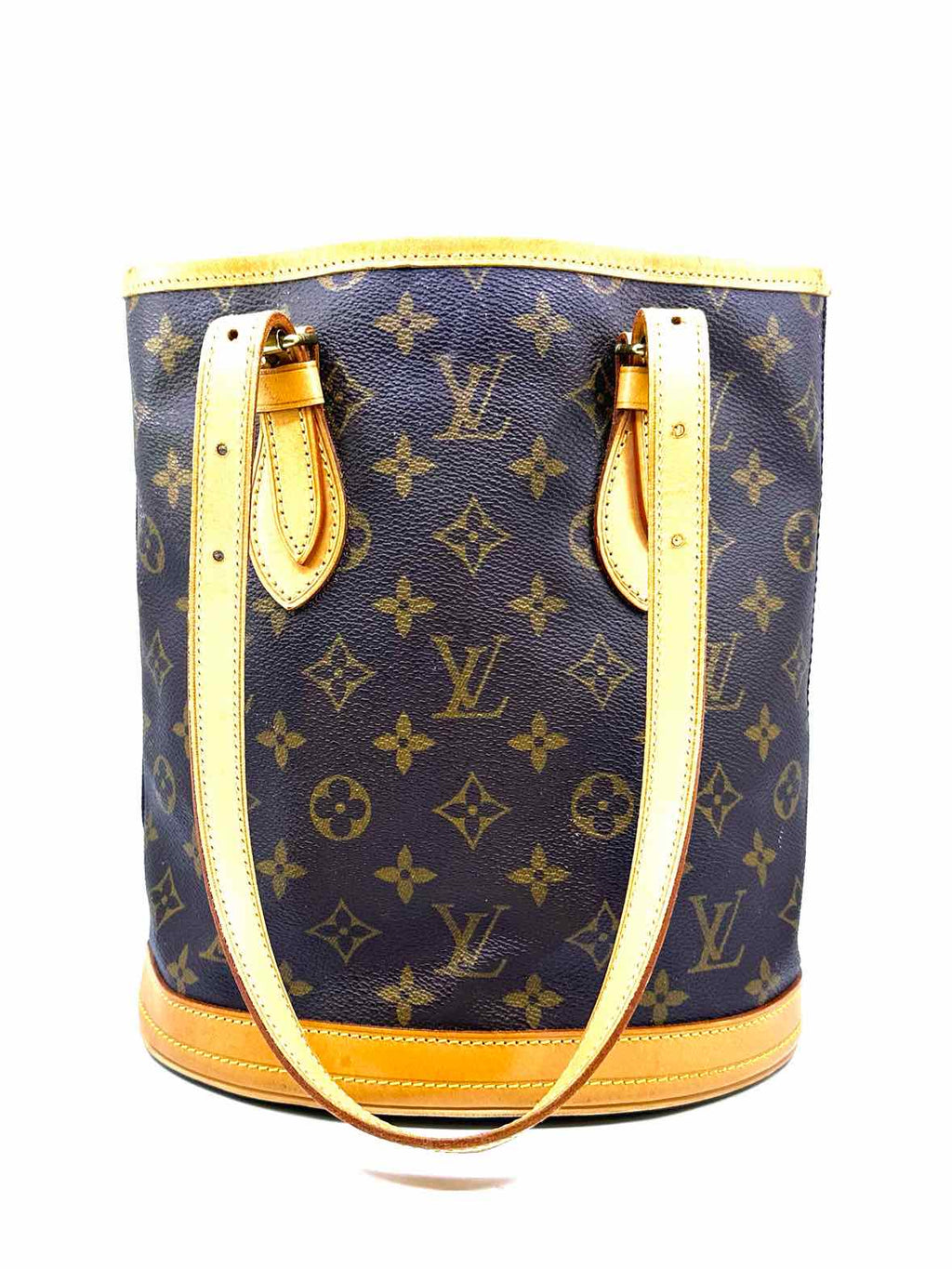 LOUIS VUITTON Petit Bucket Brown Coated canvas Monogram Handbag