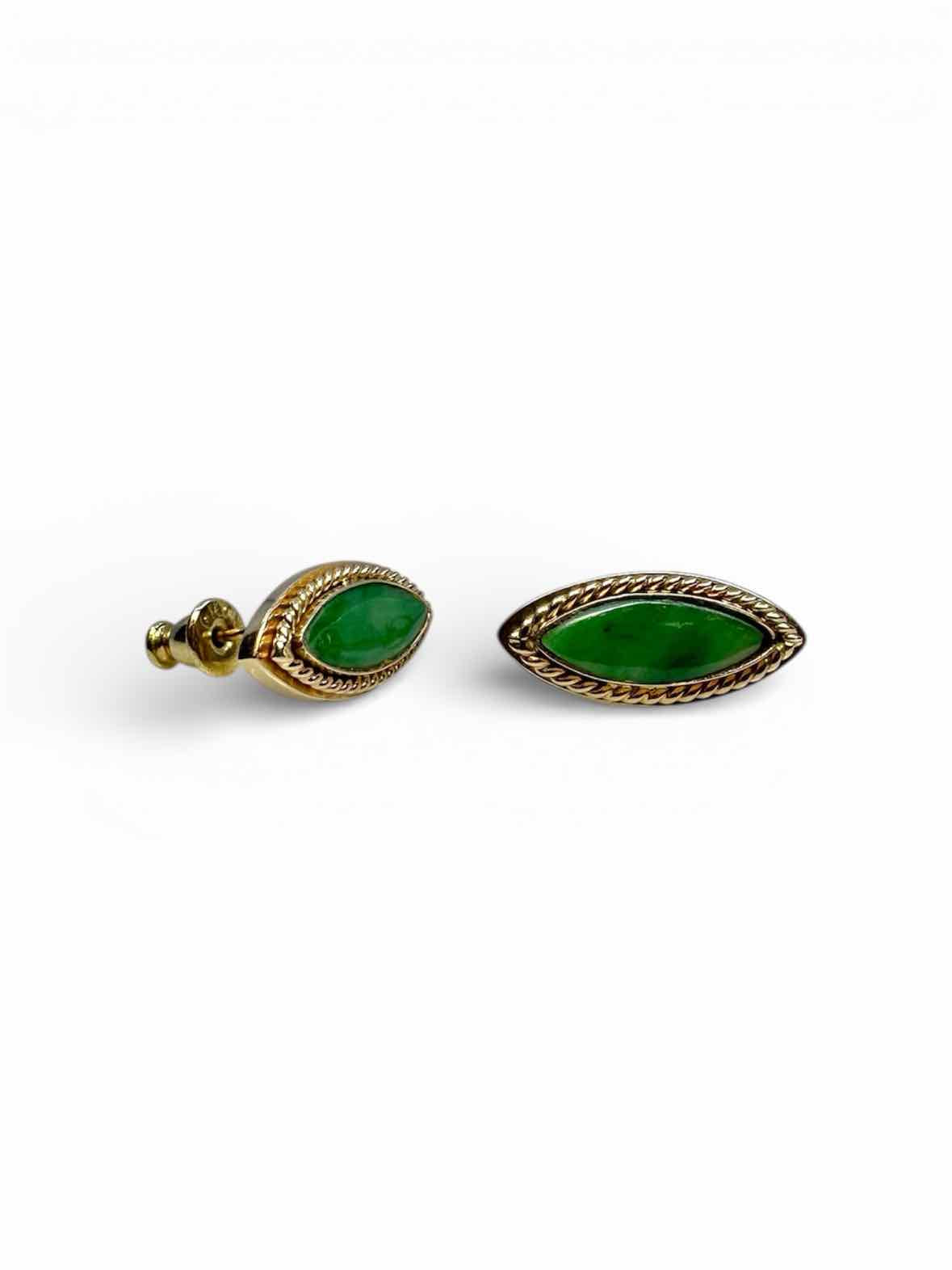 14K Jade Pierced Earrings