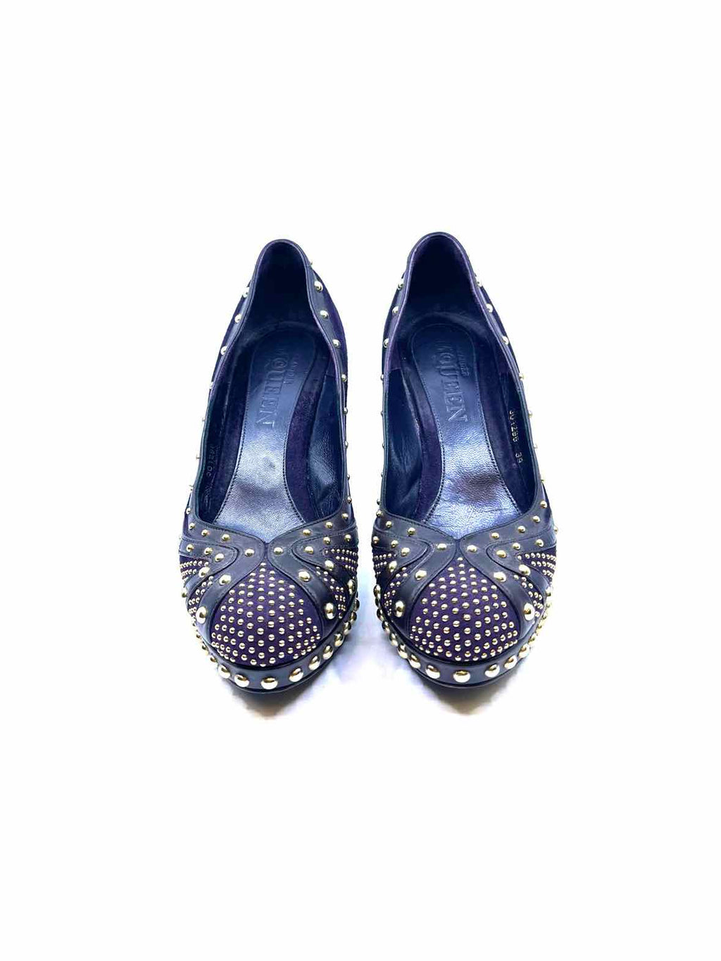 ALEXANDER MCQUEEN Size 9 Purple Suede, Leather Studs Pumps