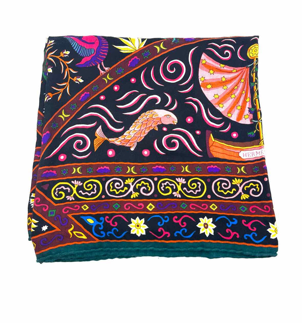 HERMES Multi-Color Square 54" Cashmere Blend Scarf