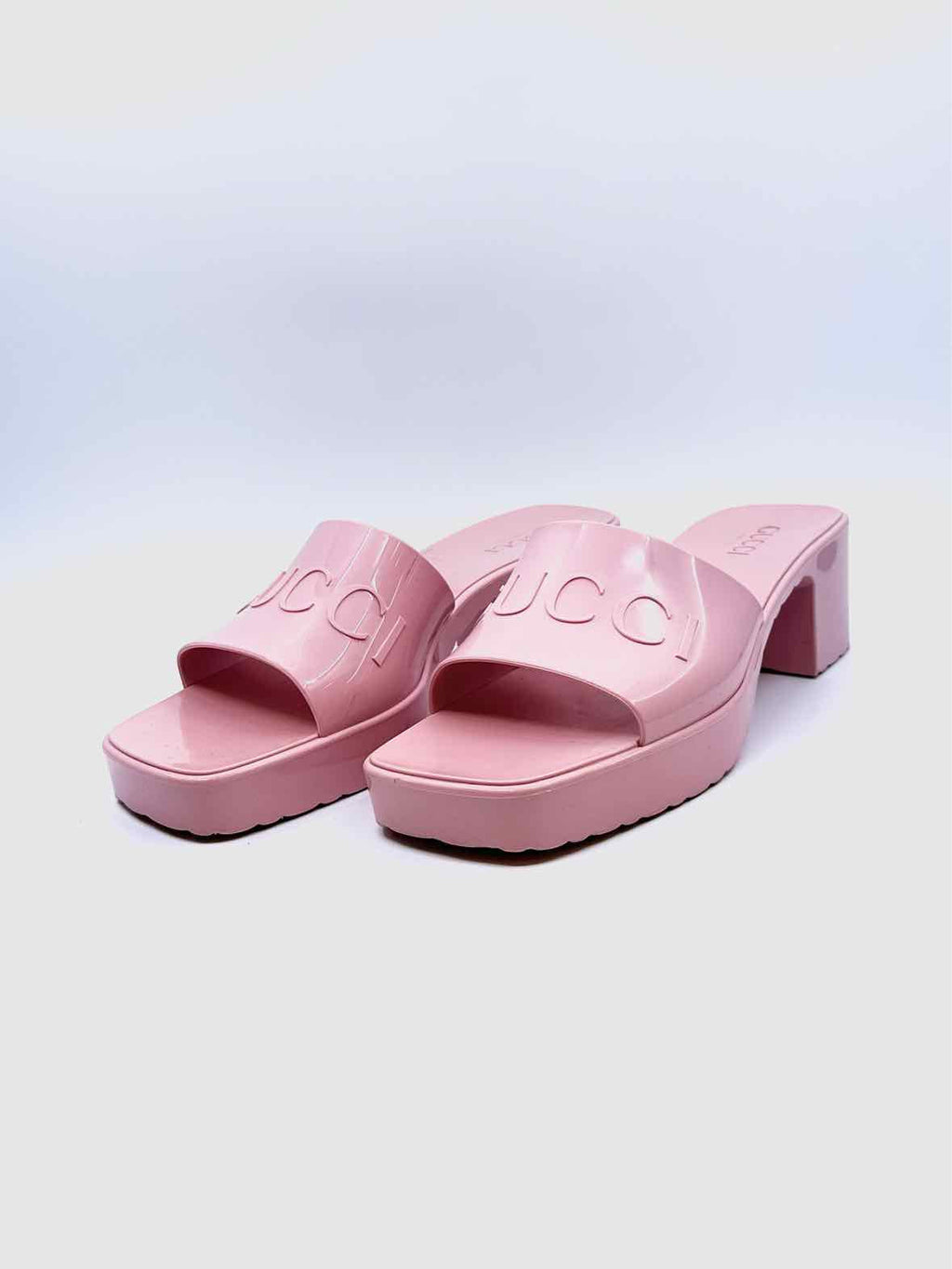 GUCCI Size 10 Pink Rubber Solid Sandals