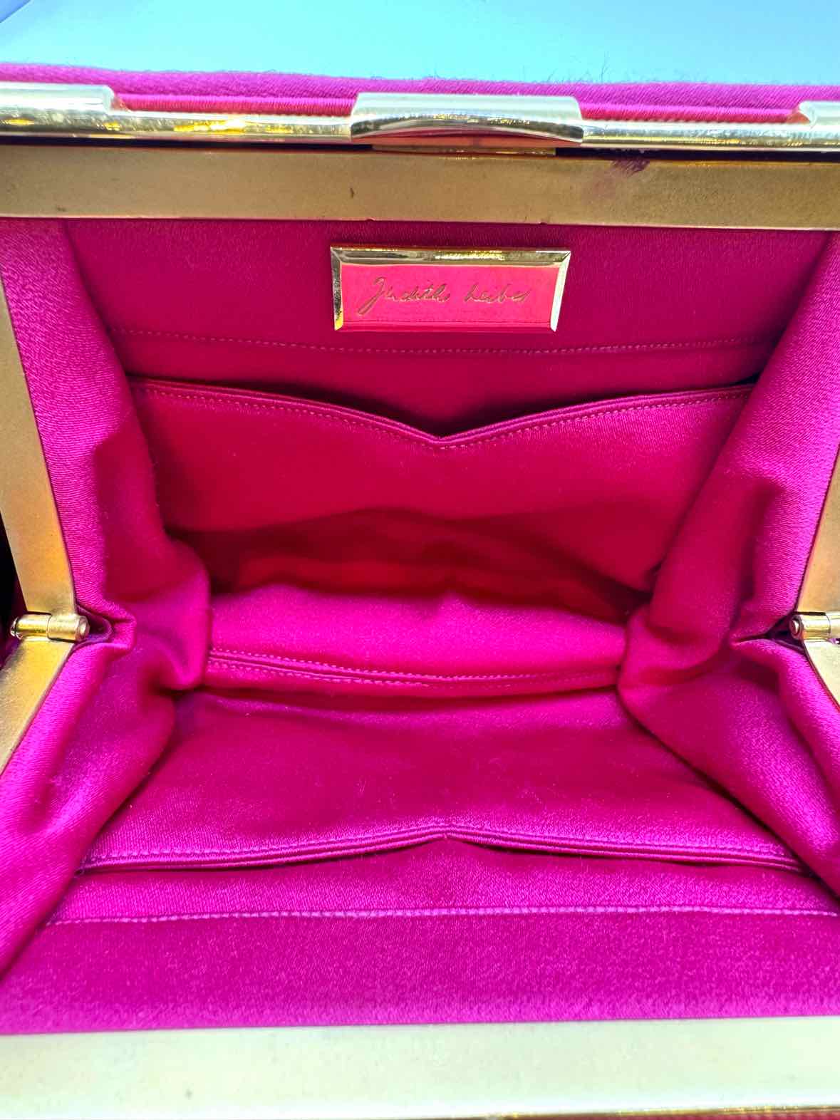 JUDITH LEIBER Fuchsia Silk Handbag