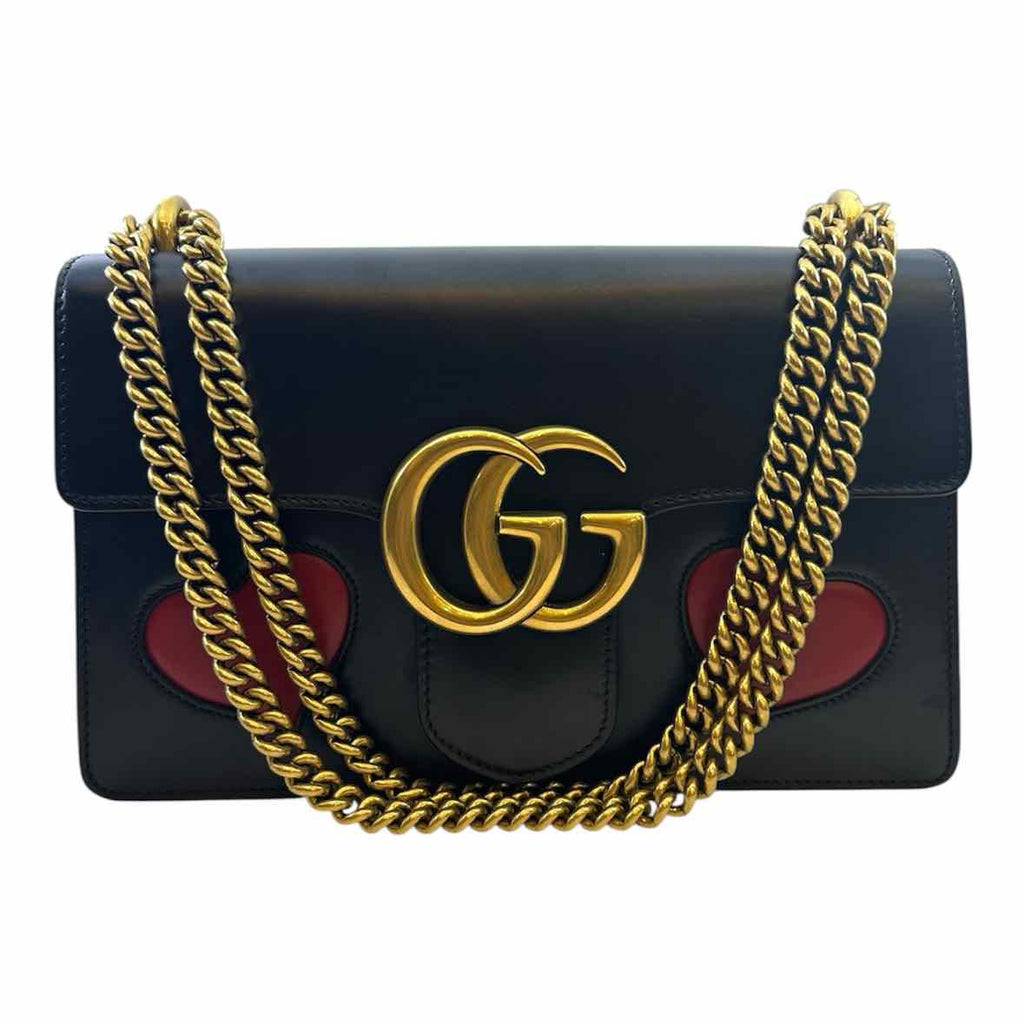 GUCCI Red, black Leather hearts Handbag