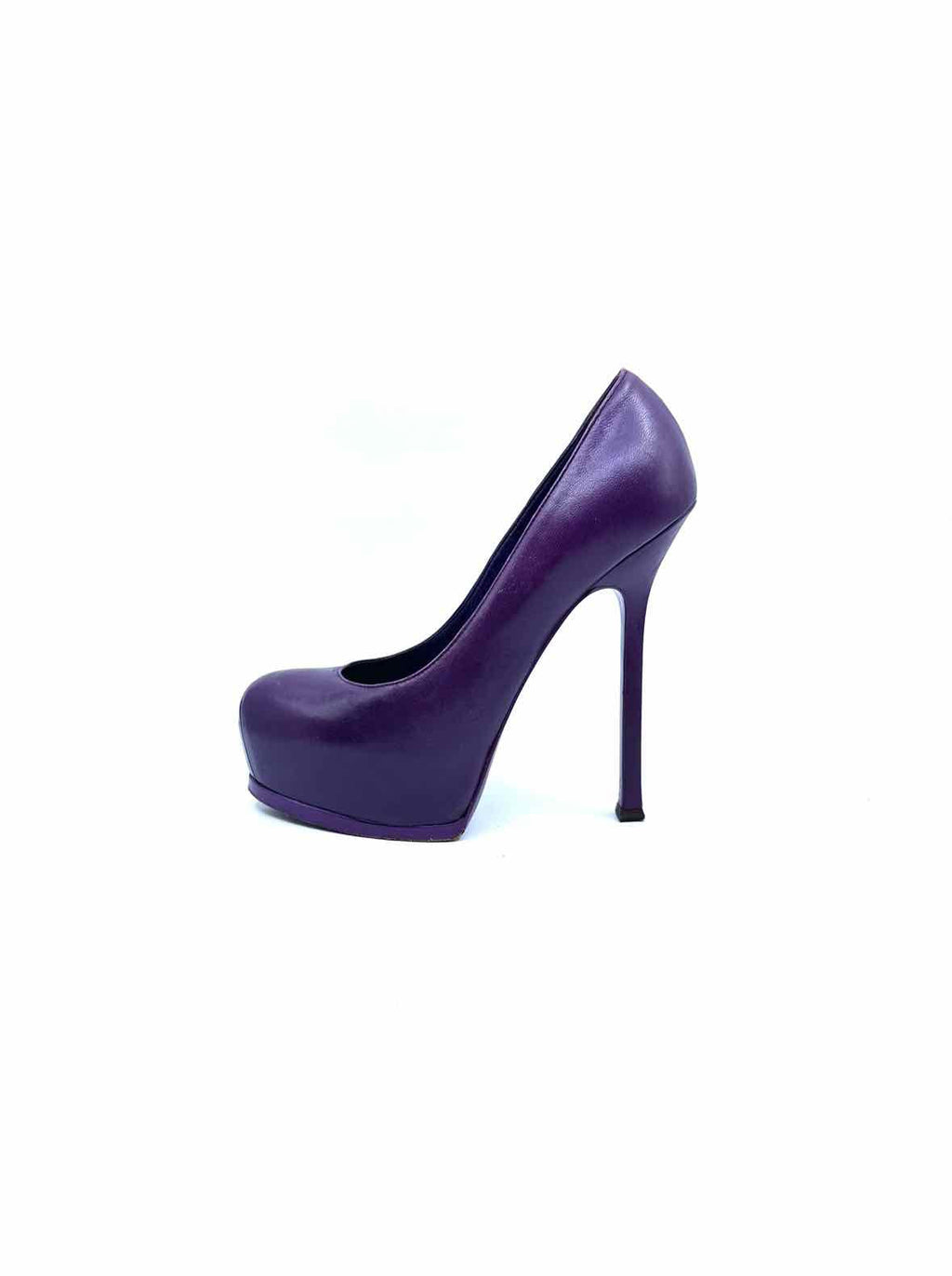 YSL Size 7 Purple Leather Solid Pumps