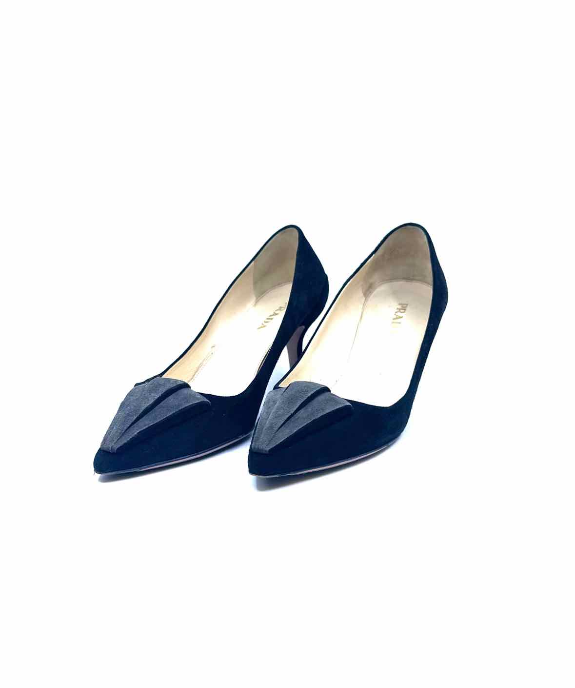 PRADA Size 10 Black Suede Solid Pumps